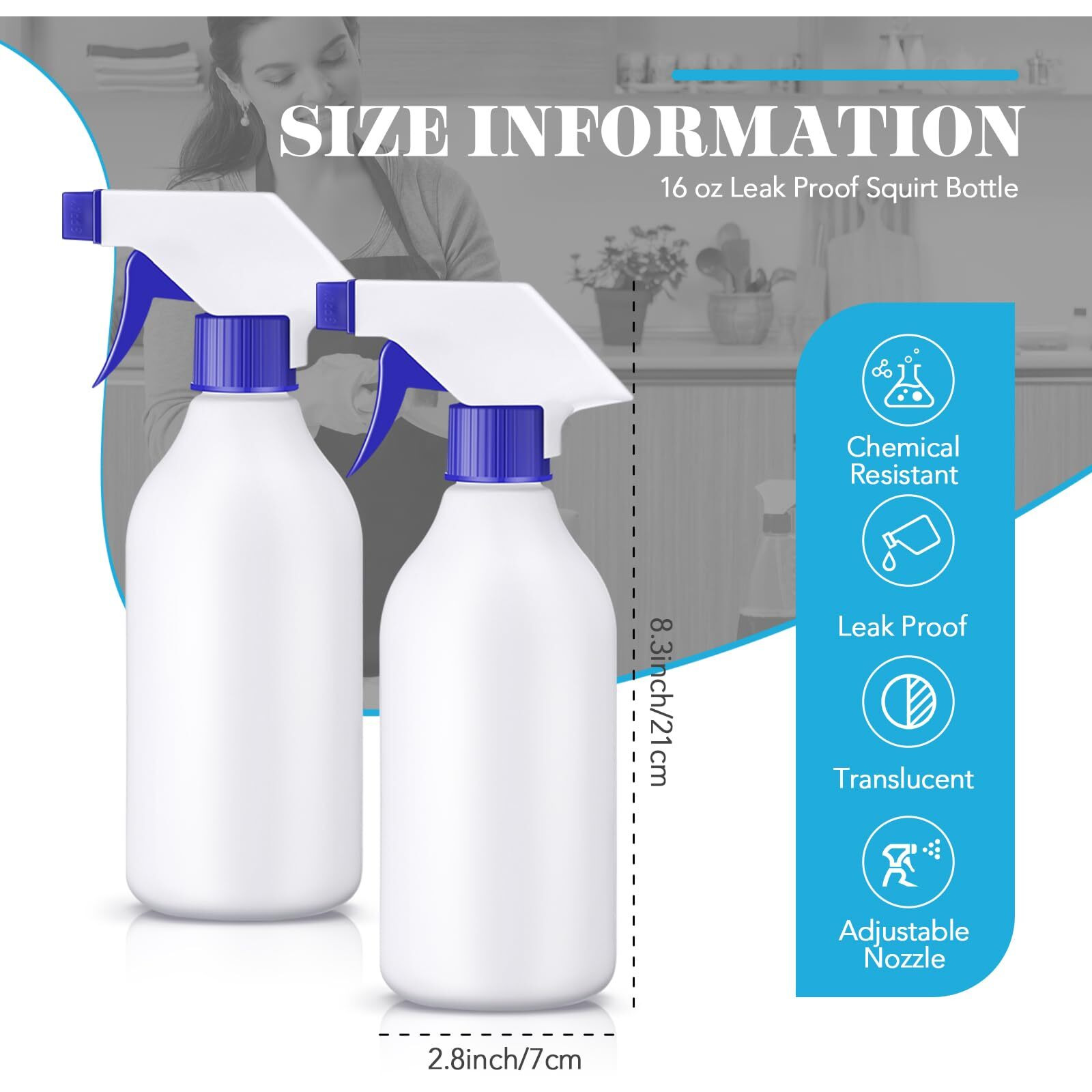 Tanlade 30 Pcs Plastic Spray Bottles 16 Oz Leak Proof Squirt Bottle Refillable Empty Spray Water Mist Sprayer With Nozzles For Hair Essential Oil Cleaning Solutions Plants Pets(Blue)