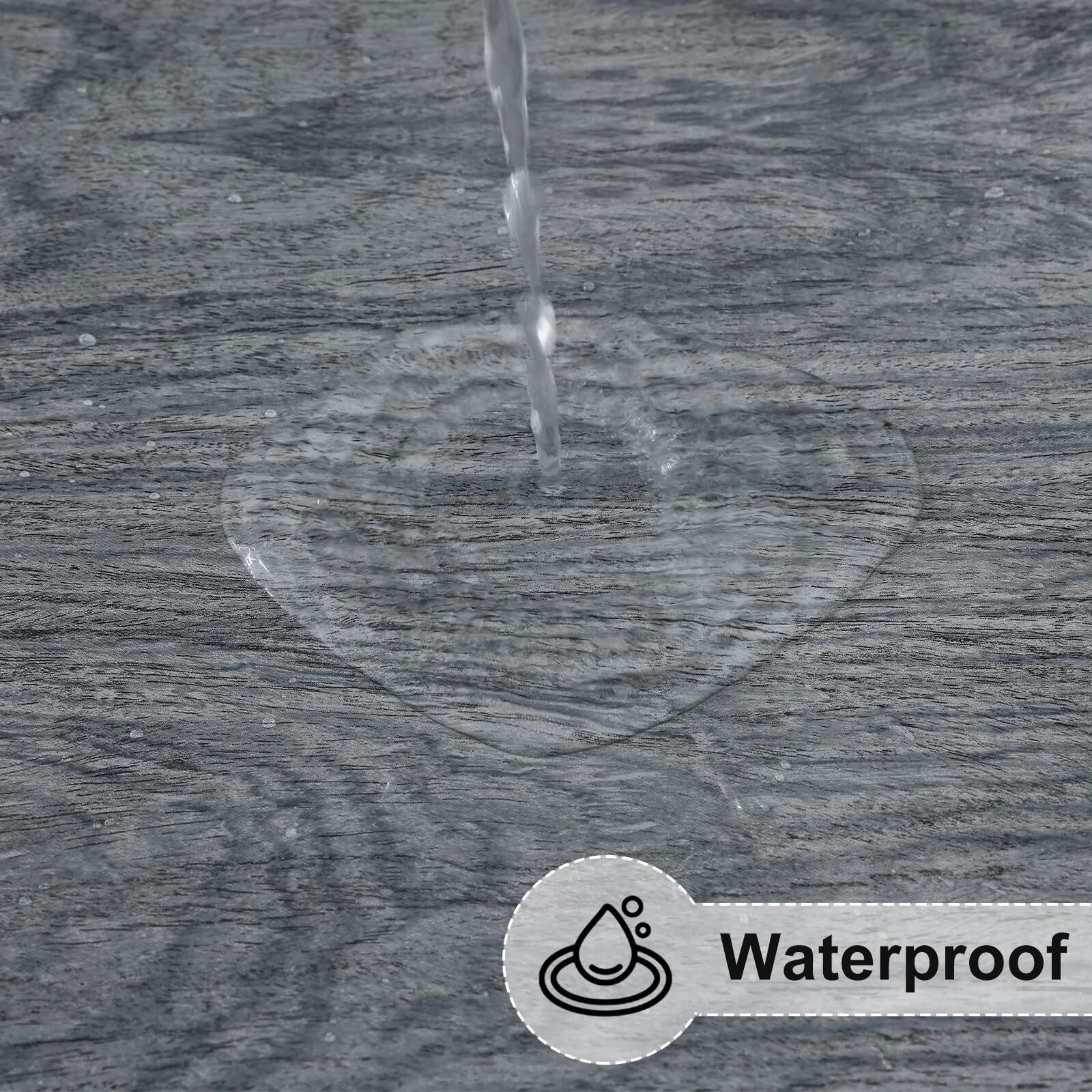 Misaya Round Fitted Tablecloth With Elastic Edge, 100% Waterproof Oil Proof Plastic Table Cover, Vinyl Flannel Backed Tablecloth Fits 45""-56"" Round Tables For Dinner, Outdoor, Picnic, Wood Grey