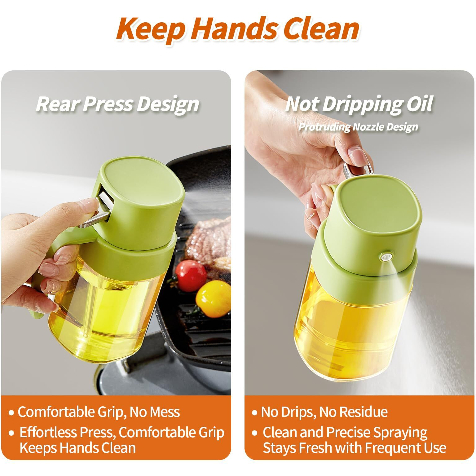 Yarramate Mini Oil Sprayer For Cooking, 6.8 Oz/ 200 Ml Premium Oil Spray Bottle For Kitchen, Food-Grade Olive Oil Sprayer, Portable Oil Mister For Air Fryer, Kitchen, Outdoor Bbq And Camping (Green)