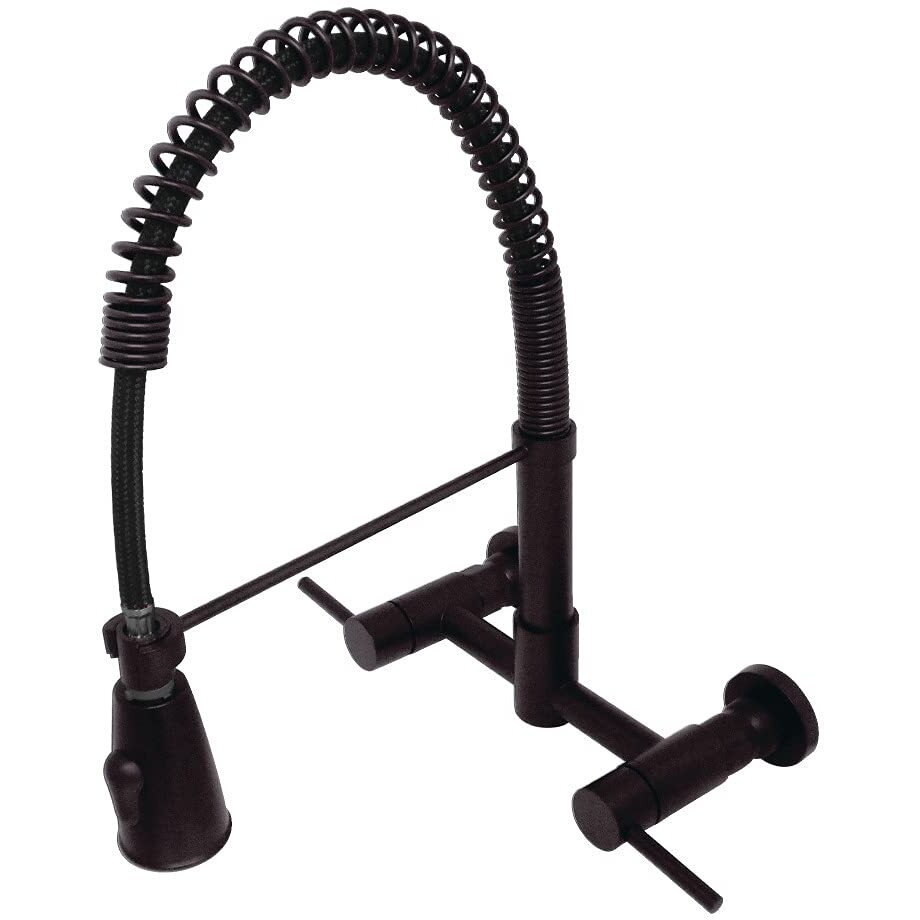 Kingston Brass Gs8285Dl Concord 8-Inch Center Set Wall Mount Double Handle Pull Down Kitchen Faucet, Oil Rubbed Bronze , Oil-Rubbed Bronze