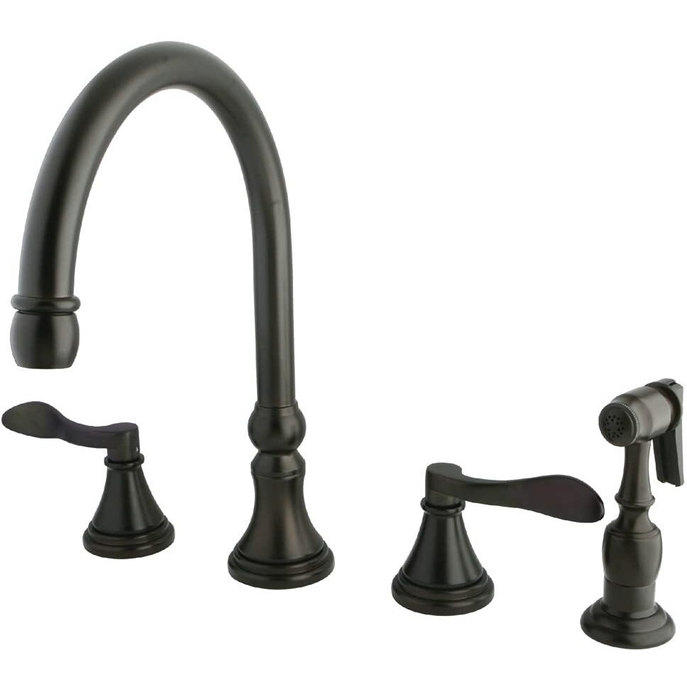 Kingston Brass Ks2795Dflbs Nufrench Widespread Kitchen Faucet, 8-1/4 Inch Spout Reach, Oil Rubbed Bronze