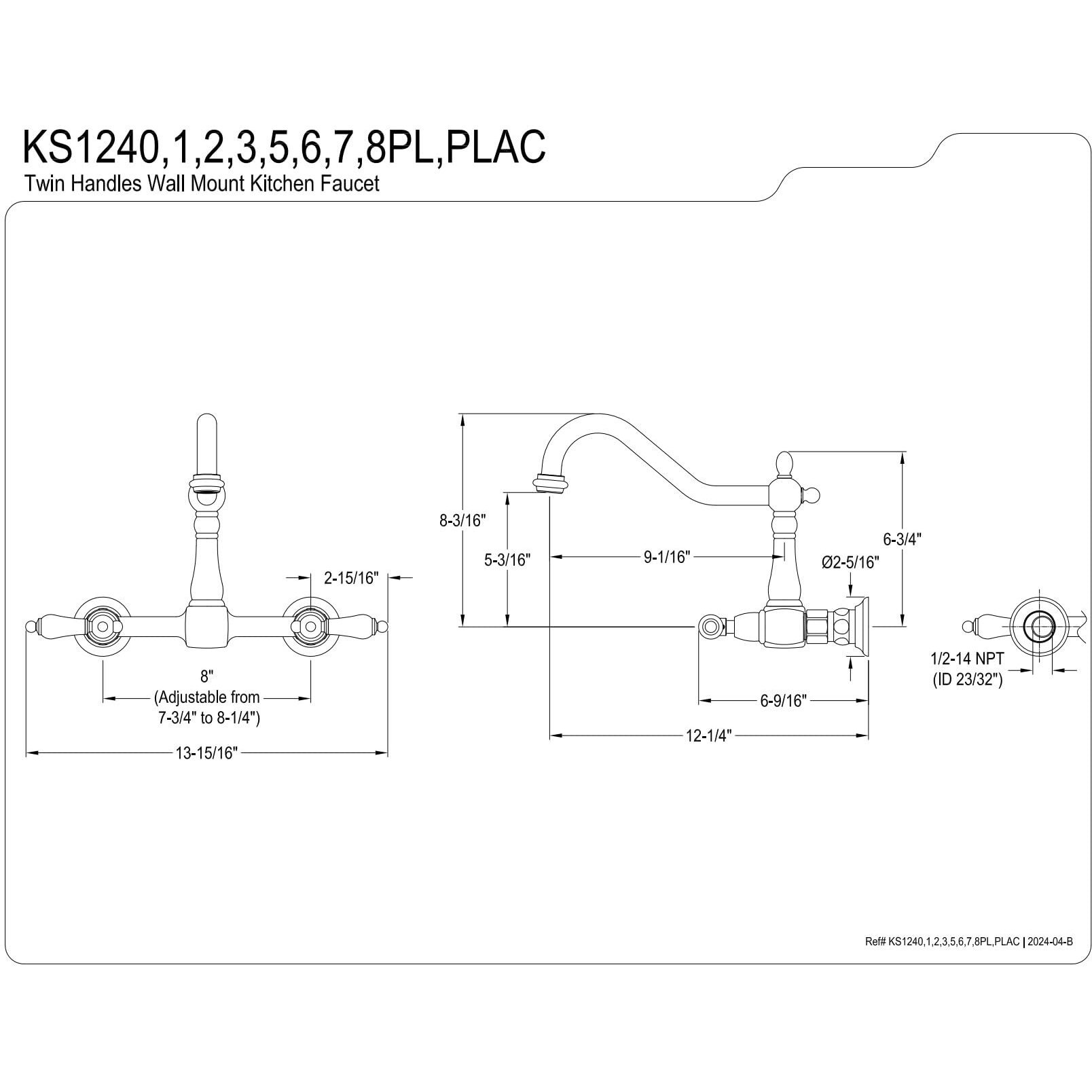 Kingston Brass Ks1245Pl Heritage Bridge Kitchen Faucet, 8-1/2-Inch, Oil Rubbed Bronze