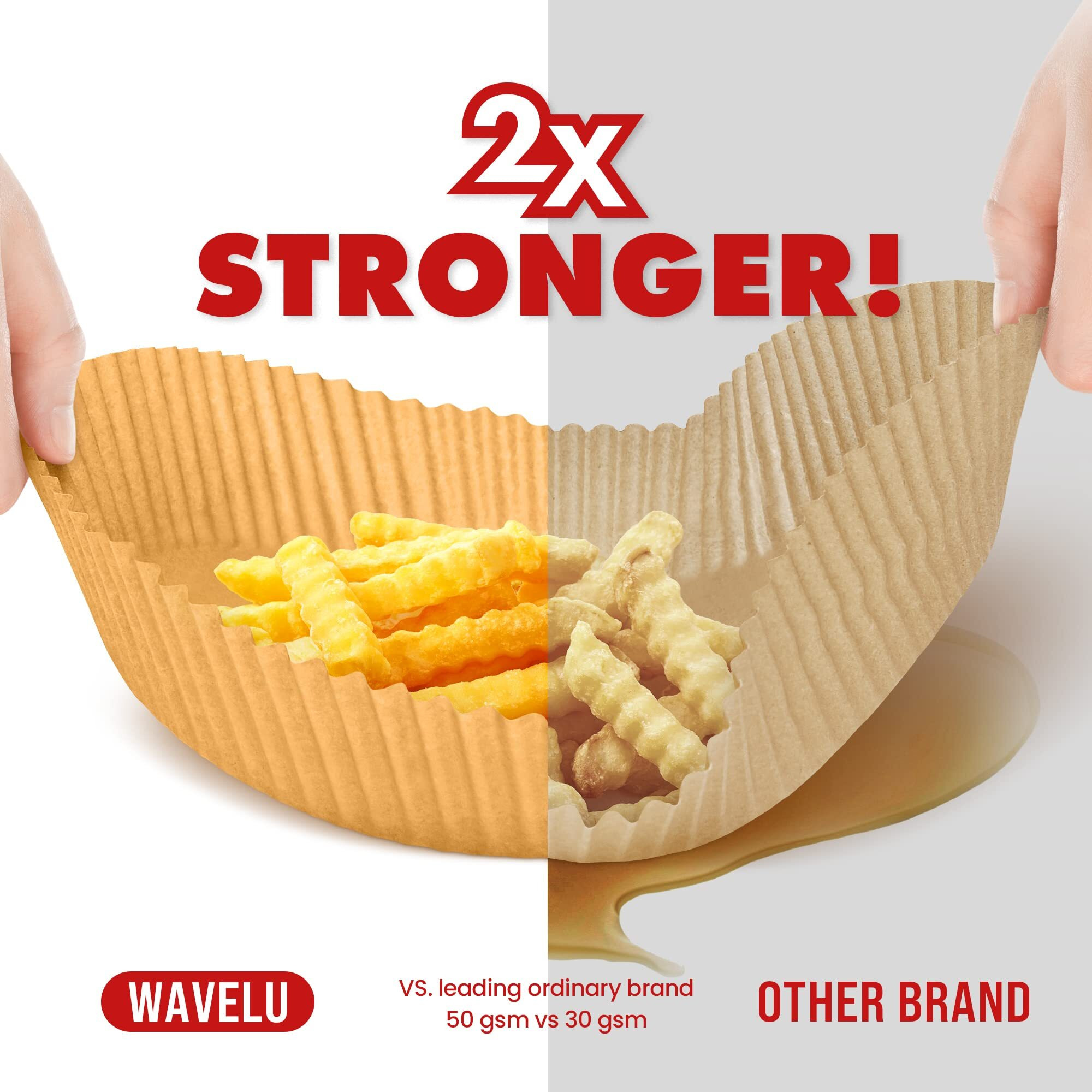 Wavelu Air Fryer Disposable Parchment Paper Liners | Extra Strong | 100Pcs | Food Grade Non-Stick Unbleached Liners | Oil Proof Sheets For Air Frying, Baking & Microwave (Round 9.1In (6-10Qt))