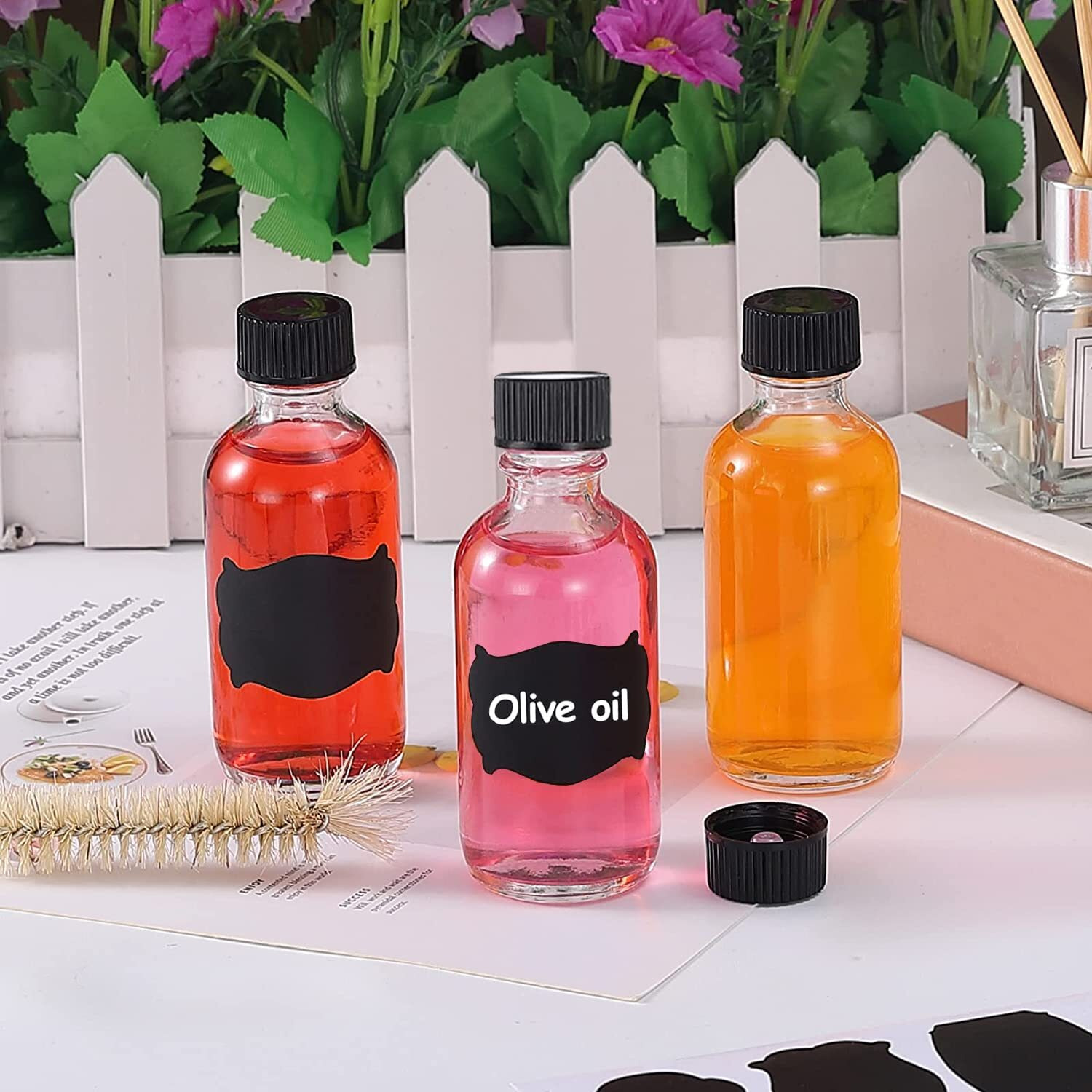 Hadatido 2Oz Glass Bottles With Caps,Wellness Shot Sample Bottles For Bourbon Whiskey,Liquor,Juice,Potion,Oils,Vanilla Extract,Tincture,Hot Sauce,With Funnels,Labels,Brush,No Leakag 16Pack