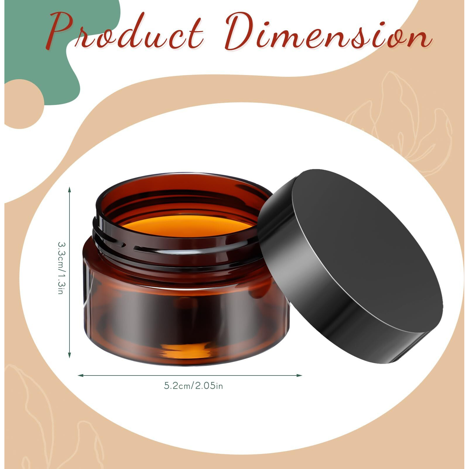 Satinior 36 Pieces Plastic Jars With Lids Round Leak Proof Airtight Container Cosmetic Small Empty Jars For Lotions Ointments Travel Toiletries Creams Make Up Storage(1 Oz,Amber)