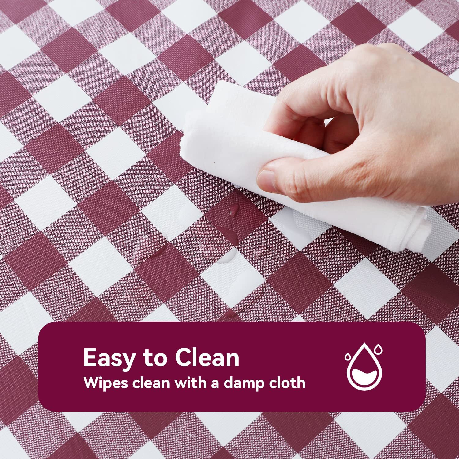 Romanstile Rectangle Vinyl Pvc Tablecloth, 100% Waterproof Buffalo Plaid Plastic Table Cloth, Oil Proof Heavy Duty Wipeable Table Covers For Dining/Camping/Picnic/Outdoor - 60 X 120, Burgundy