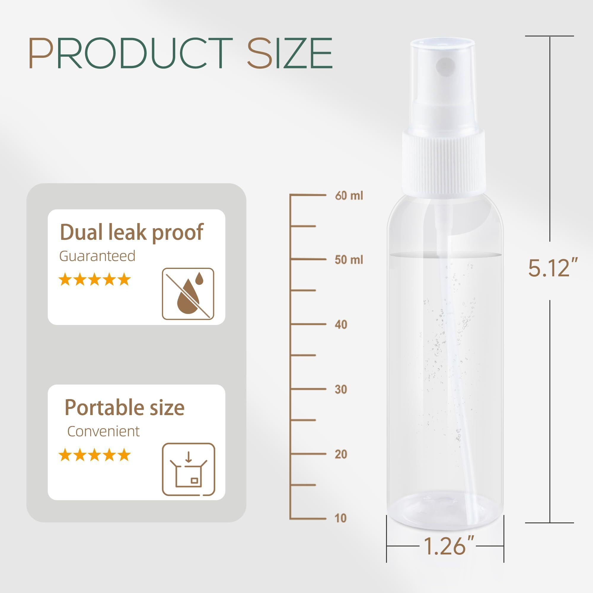 Zizemoja 2Oz 3 Pack Small Spray Bottle 60Ml, Clear Plastic Travel Spray Bottle, Empty Mini Sprayer Bottles For Face, Toner, Liquids, Essential Oils With Labels