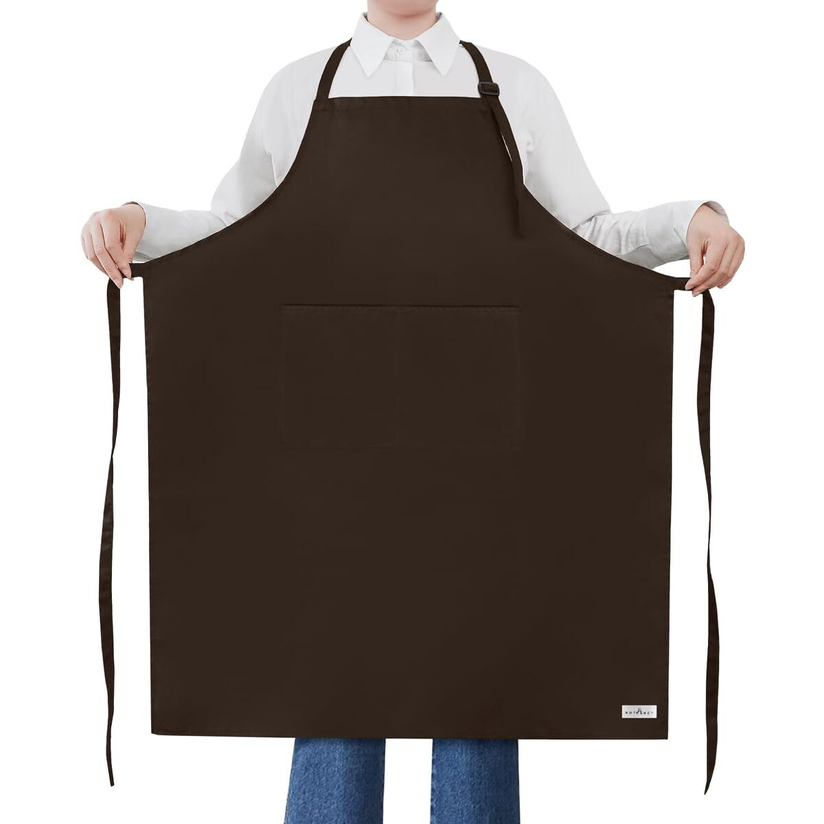 Rotanet Extra Large Apron For Men Adjustable Bib Aprons With 2 Pockets Cooking Kitchen Bbq Grilling Big For Women Chef Water & Oil Resistant Brown