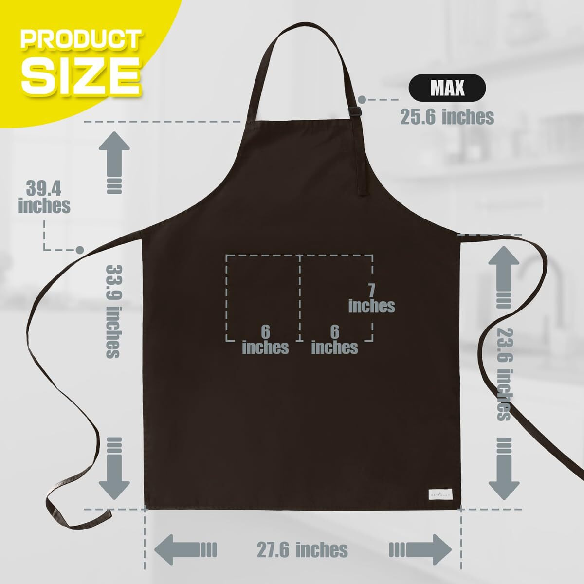 Rotanet Extra Large Apron For Men Adjustable Bib Aprons With 2 Pockets Cooking Kitchen Bbq Grilling Big For Women Chef Water & Oil Resistant Brown