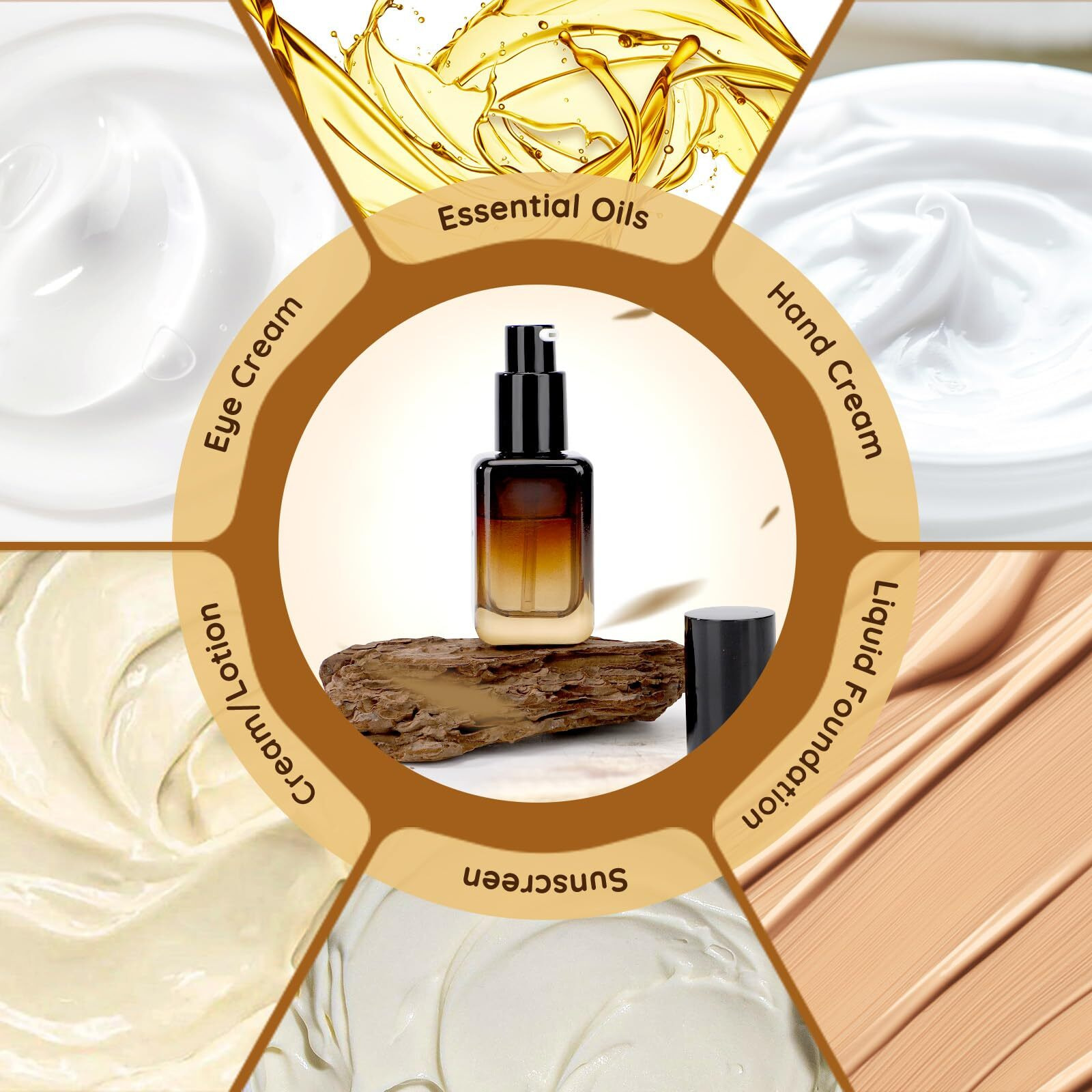 Segbeauty 1Oz Glass Spray Bottles,30Ml Lotions Bottle Empty Travel Atomizer Refillable,2 Pcs Plastic Pump Glass Creams Containers Gradient Brown Essential Oil Spray Bottle Travel For Toiletries