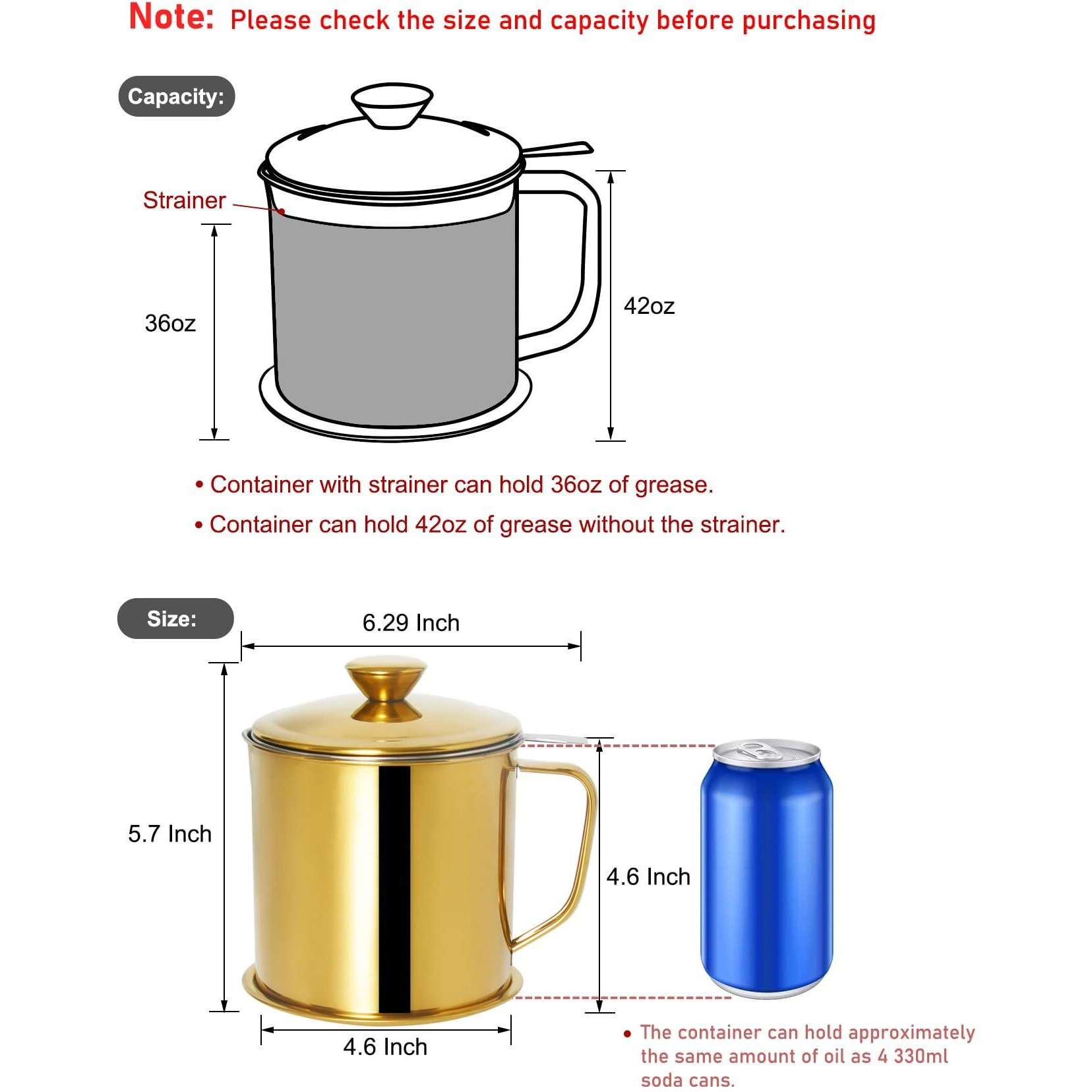 Tellshun Bacon Grease Container With Strainer 1.25 L / 42 Oz Kitchen Catcher Food-Grade Stainless Steel Cooking Oil Keeper With Lid And Easy-Grip Handle Suitable For Storing Frying Oil
