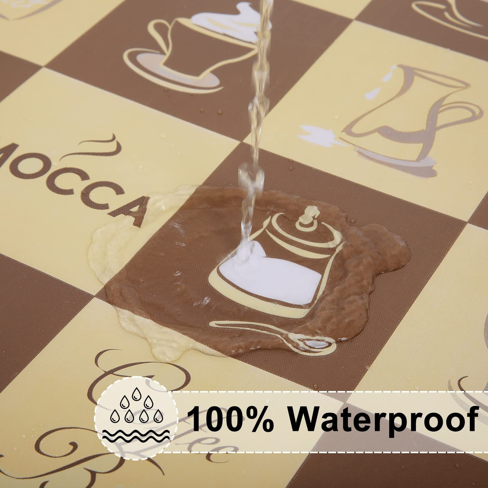 Misaya Round Fitted Tablecloth With Elastic Edge, 100% Waterproof Oil Proof Plastic Table Cover, Vinyl Flannel Backed Tablecloth Fits 57""-66"" Round Tables For Dinner, Outdoor, Picnic, Coffee