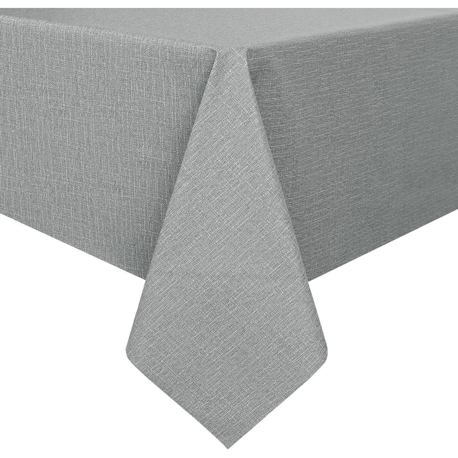Romanstile 100% Waterproof Pvc Tablecloth, Rectangle Oil Spill Proof Stain Resistant Vinyl Table Cloth, Wipe Clean Plastic Table Covers For Kitchen/Dining/Parties - 54 X 108 Inch, Light Grey