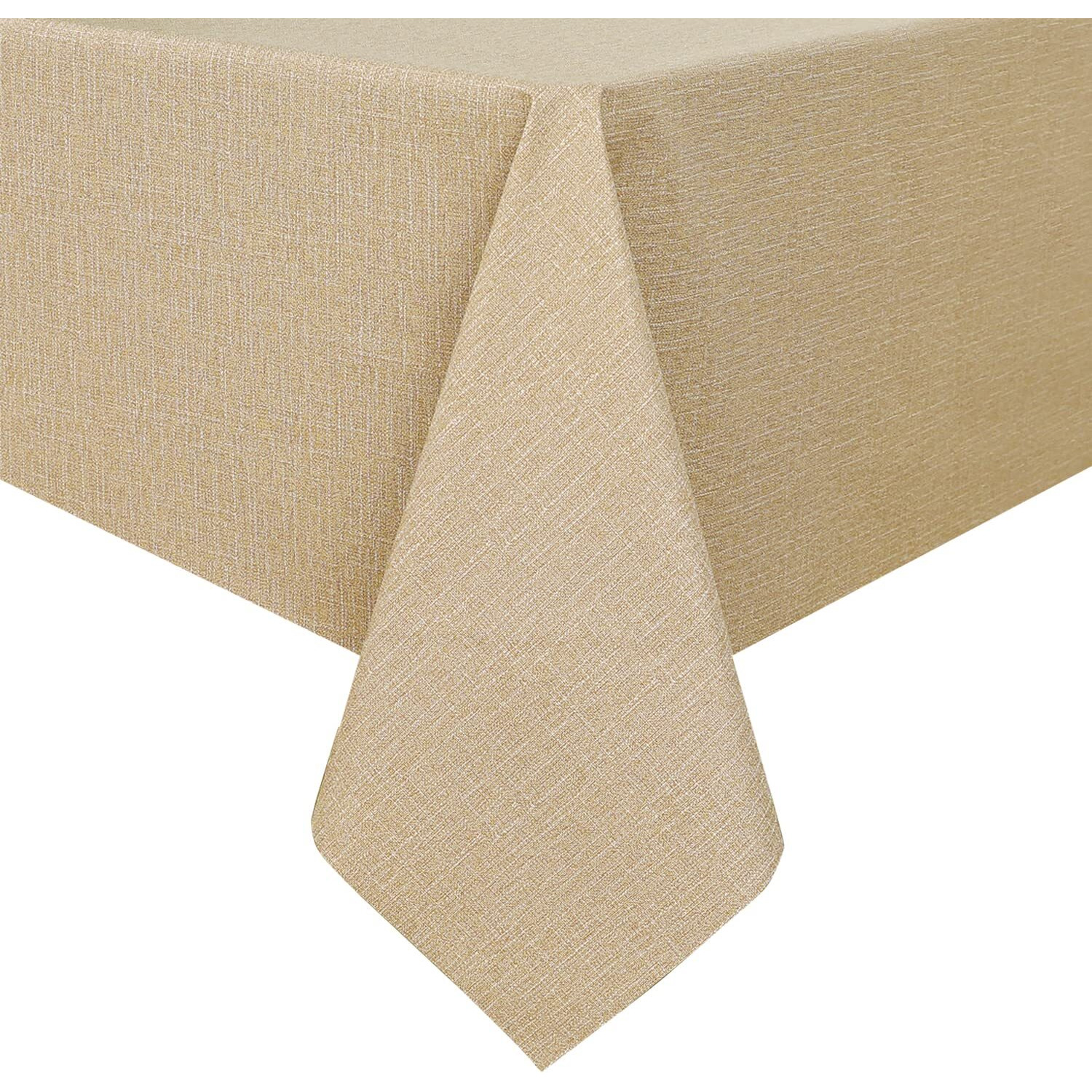 Romanstile 100% Waterproof Pvc Tablecloth, Rectangle Oil Spill Proof Stain Resistant Vinyl Table Cloth, Wipe Clean Plastic Table Covers For Kitchen/Dining/Parties - 60 X 102 Inch, Khaki
