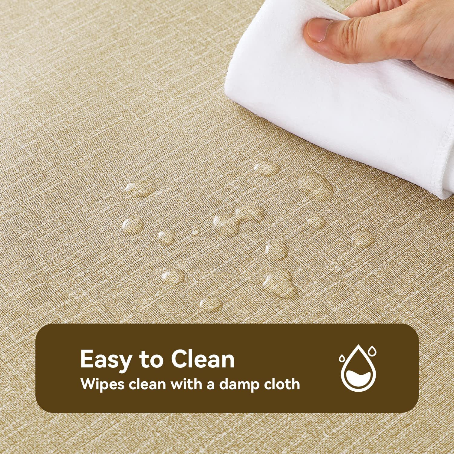 Romanstile 100% Waterproof Pvc Tablecloth, Rectangle Oil Spill Proof Stain Resistant Vinyl Table Cloth, Wipe Clean Plastic Table Covers For Kitchen/Dining/Parties - 60 X 102 Inch, Khaki