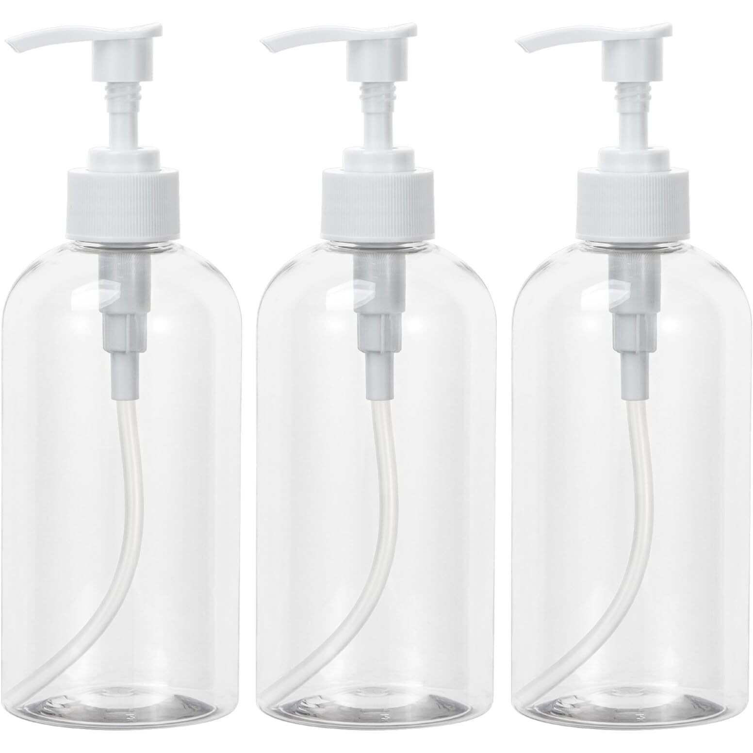 Yebeauty Plastic Pump Bottle, 3 Pack 13.5Oz/400Ml Stylish Shampoo Bottles Refillable Hand Soap Dish Soap Dispenser With Press For Massage Oil, Liquid Hand, Clear