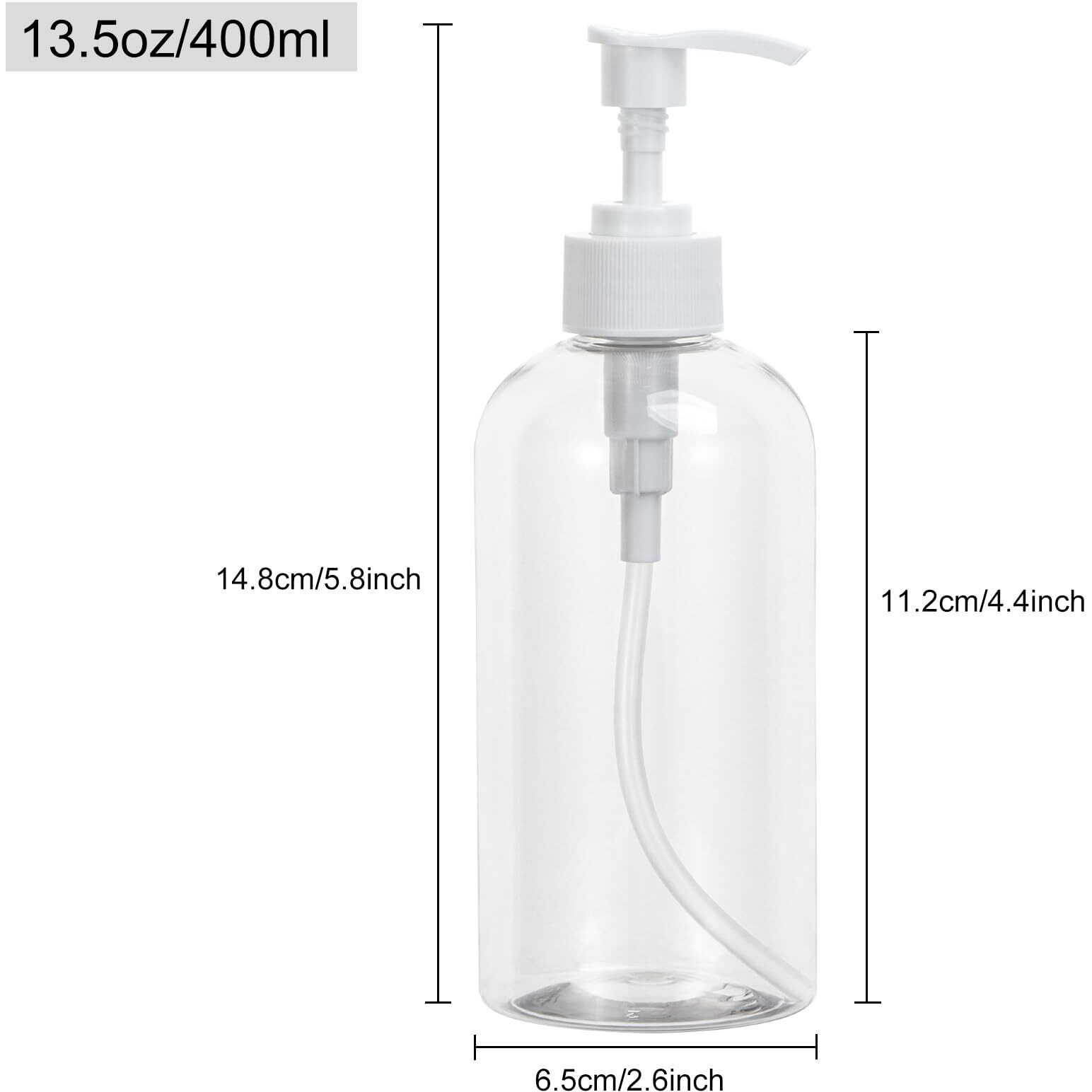 Yebeauty Plastic Pump Bottle, 3 Pack 13.5Oz/400Ml Stylish Shampoo Bottles Refillable Hand Soap Dish Soap Dispenser With Press For Massage Oil, Liquid Hand, Clear