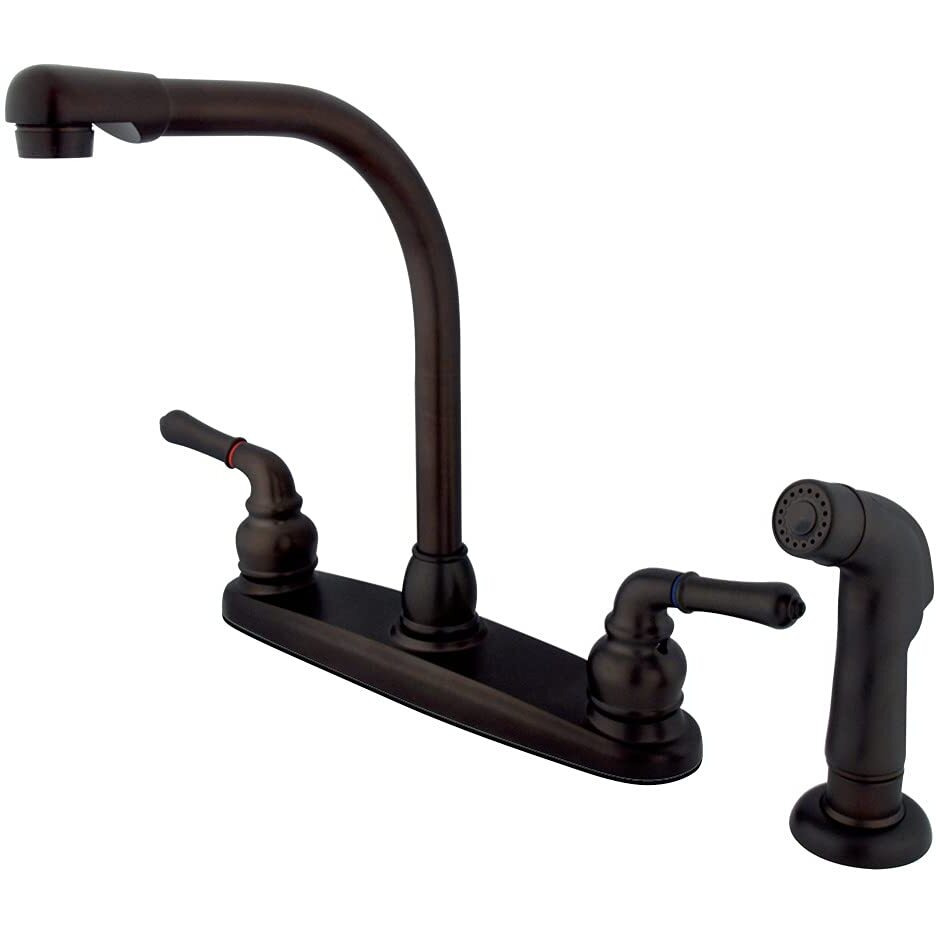 Kingston Brass Kb755Sp Magellan High Arch Kitchen Faucet With Sprayer, 7-Inch, Oil Rubbed Bronze