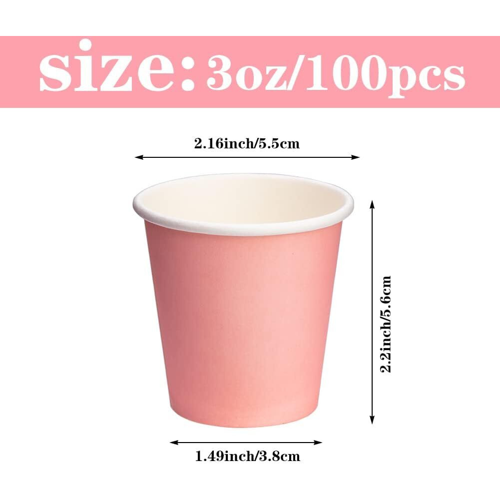 Huaiid 3 Oz Small Paper Cups Mouthwash Cups Bathroom Paper Cups Espresso Mini Cups For Snack Bathroom Espresso Perfect For Home Condos Rvs Campers (Pink)