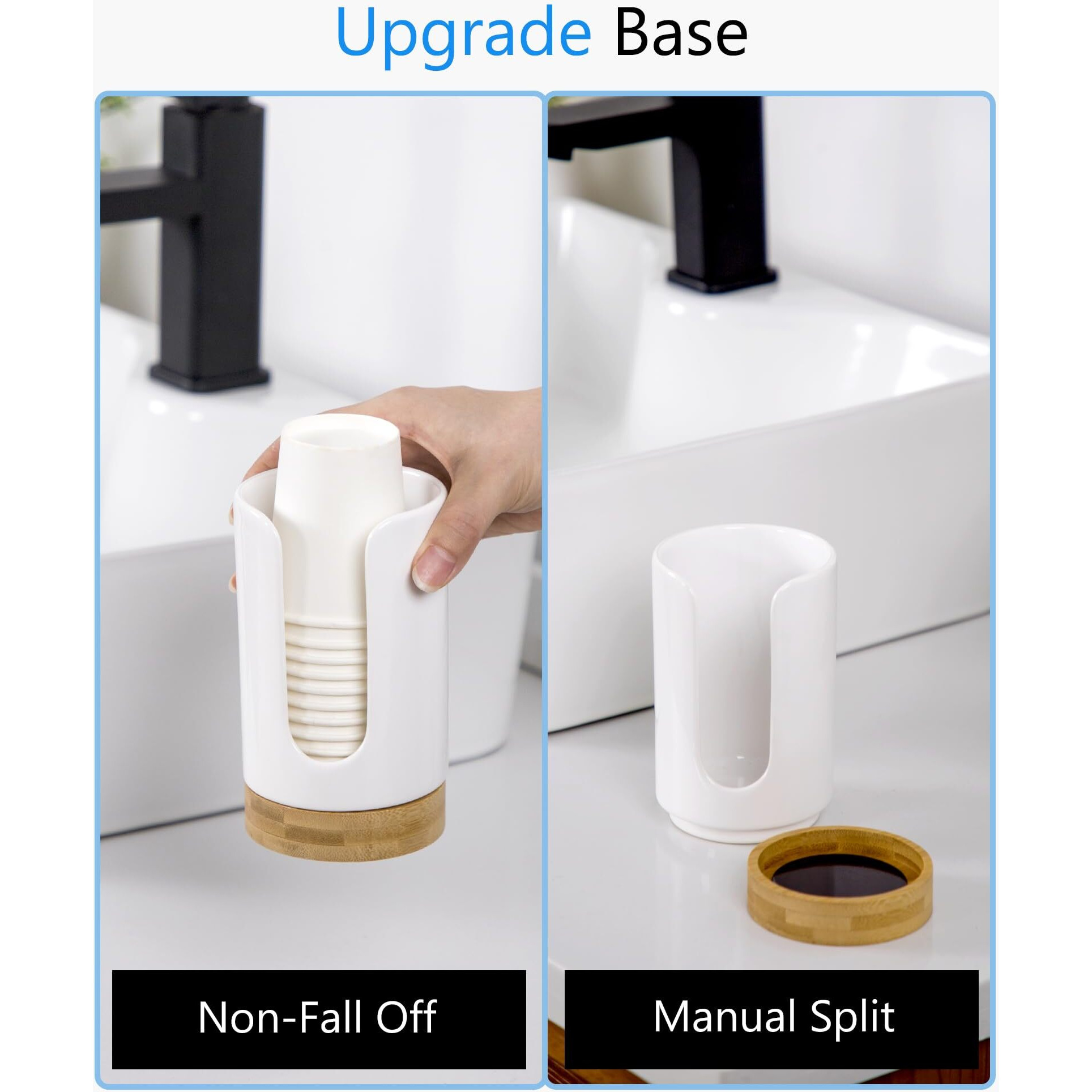 Viosuniu Ceramic Bathroom Cups Dispenser - 3-5 Oz Disposable Paper & Plastic Bathroom Cups Holder - Mouthwash Cups Dispenser For Bathroom, Guest Toiletries, Countertop - Bpa Free (White, 2 Pack)