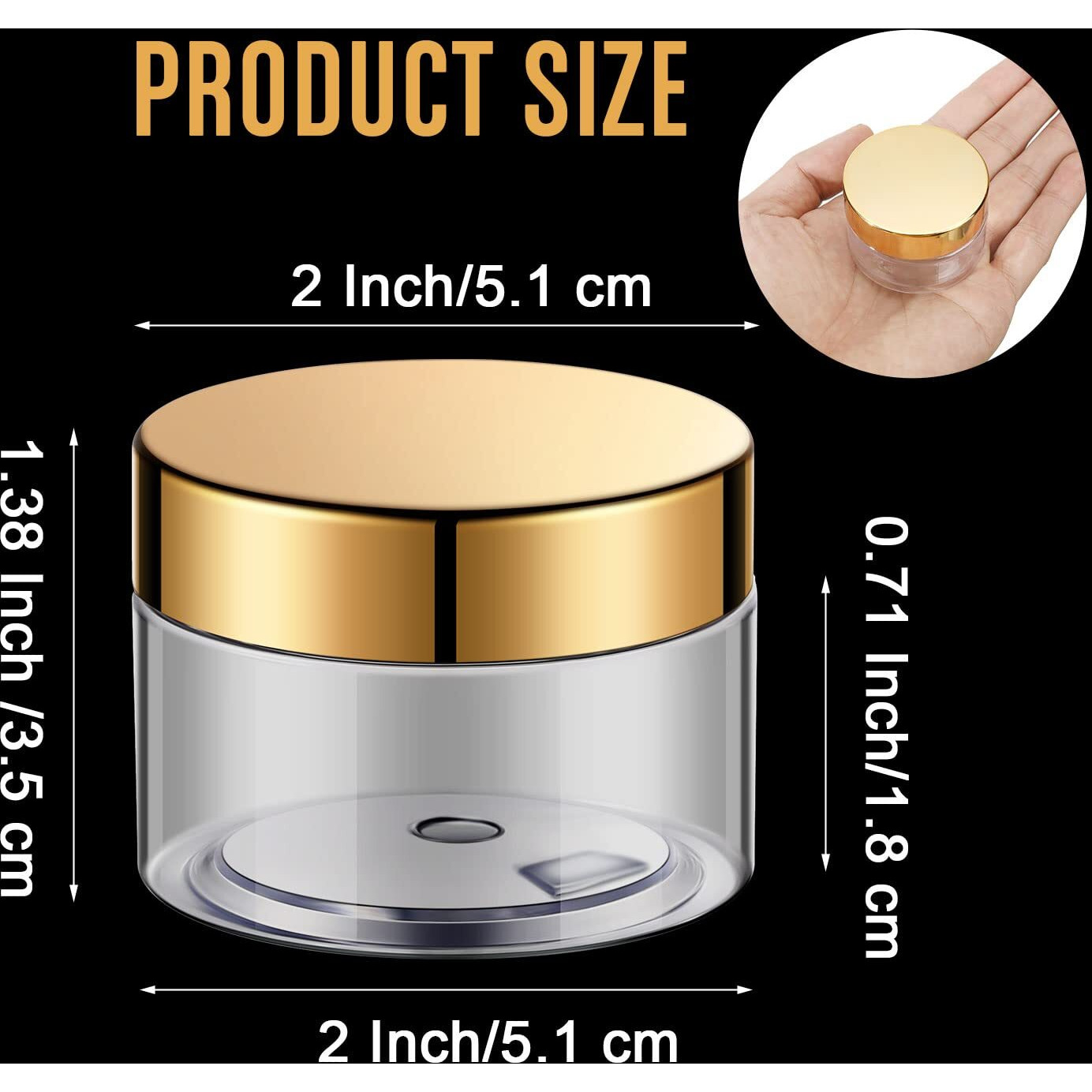 Satinior 36 Pieces Plastic Jars With Lids Round Leak Proof Airtight Container Cosmetic Small Empty Jars For Lotions Ointments Travel Toiletries Creams Make Up Storage(4 Oz,Gold)