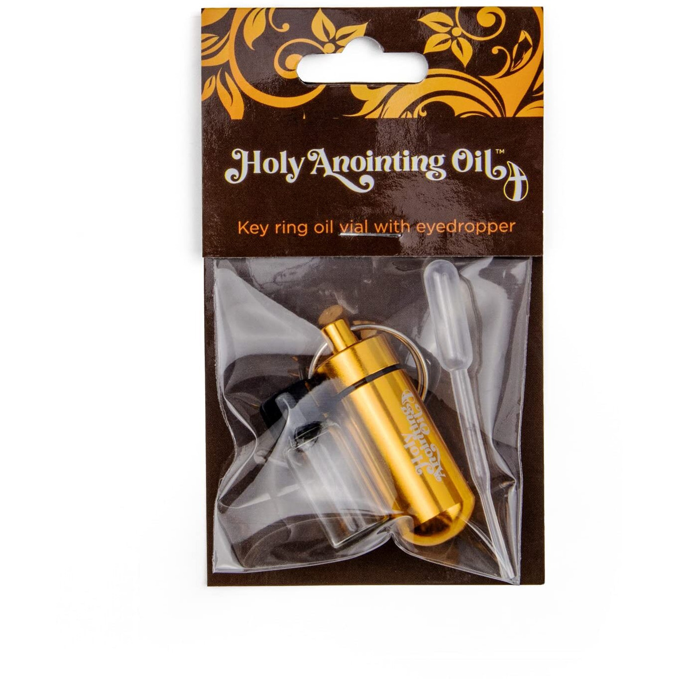 Anointing Oil Bottle Accessory Kit, Gold Keychain Container, Plastic Eyedropper & Small Empty Glass Vial, Screw Top Metal Holder, Protective Travel Set For Holy Oils, Botellas Para Aceite Ungido