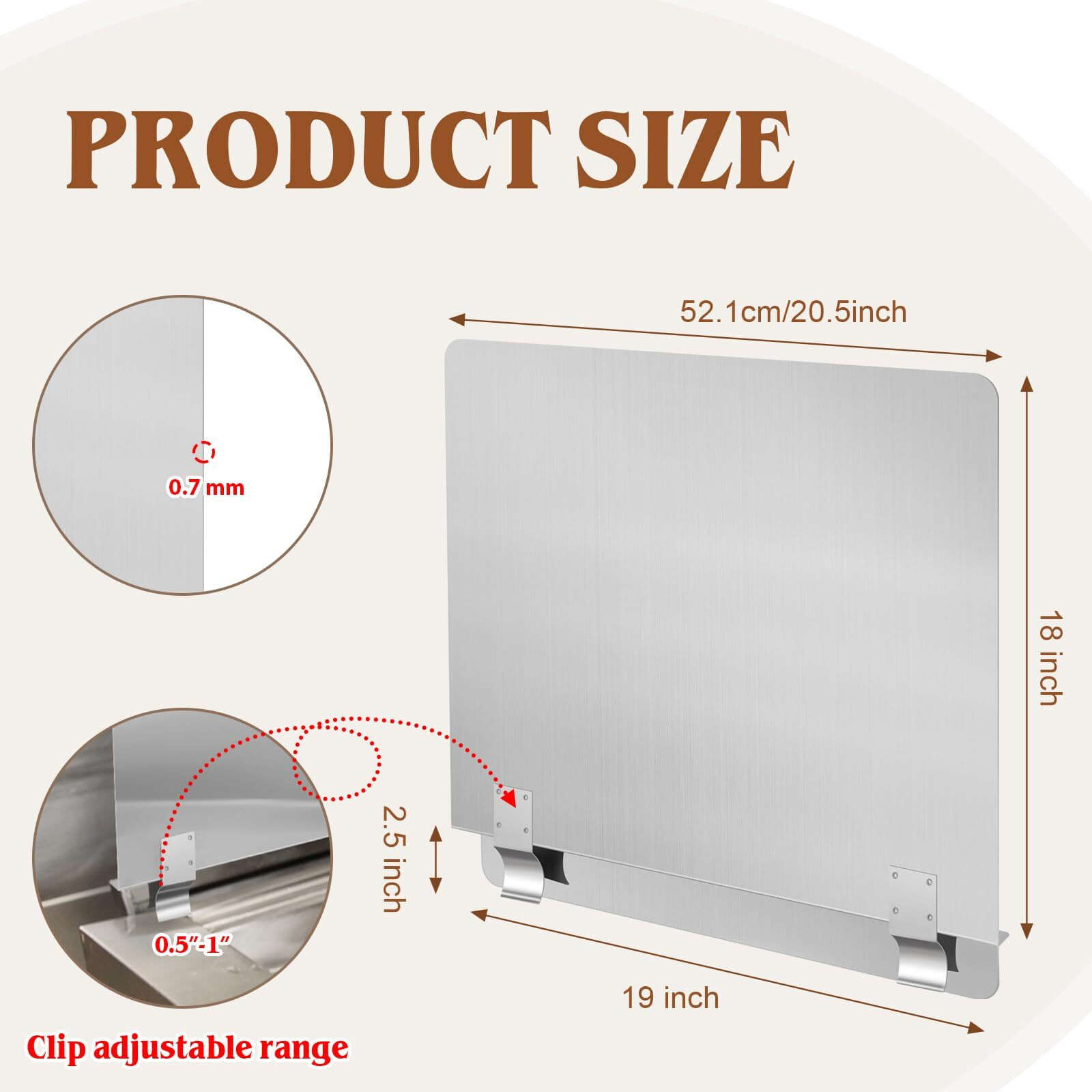 2 Packs Stainless Steel Fryer Splash Guard Commercial Splatter Guard Side Stove Splash Guard For Stop Oil From Splattering (20-1/2)