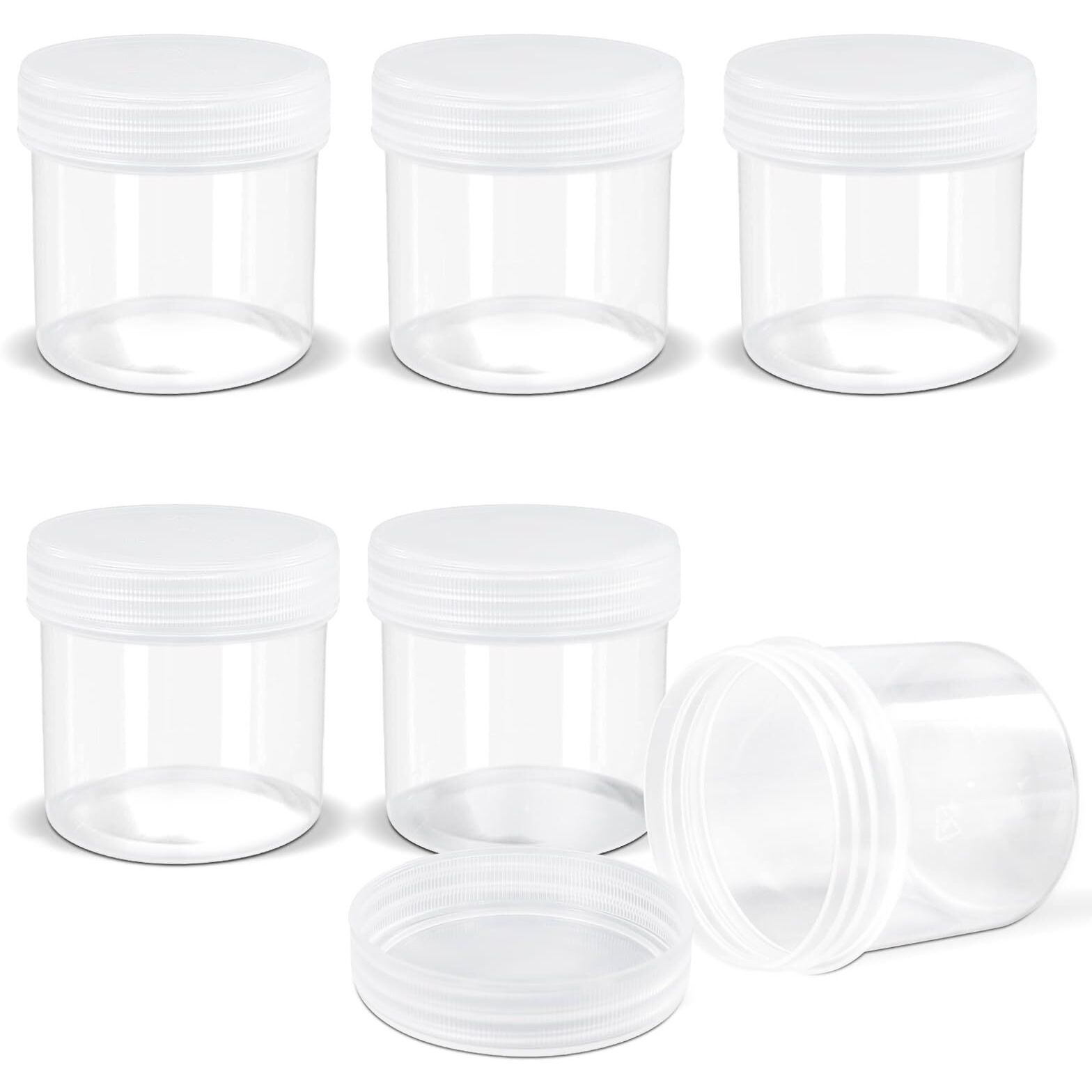 Asevat 6 Pack Airtight Plastic Jars, Leak-Proof Travel Size Jar | Refillable Cosmetic Containers For Creams, Lotions, Tsa-Approved Clear Jars With Secure Lids (1.7Oz, Clear)