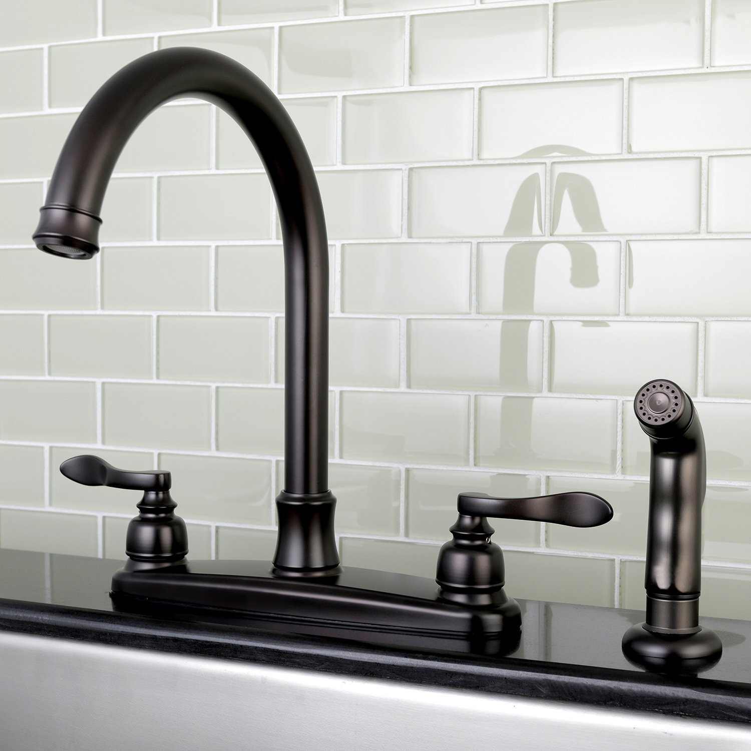 Kingston Brass Fb7795Nflsp Nuwave French 8-Inch Centerset Kitchen Faucet, Oil Rubbed Bronze
