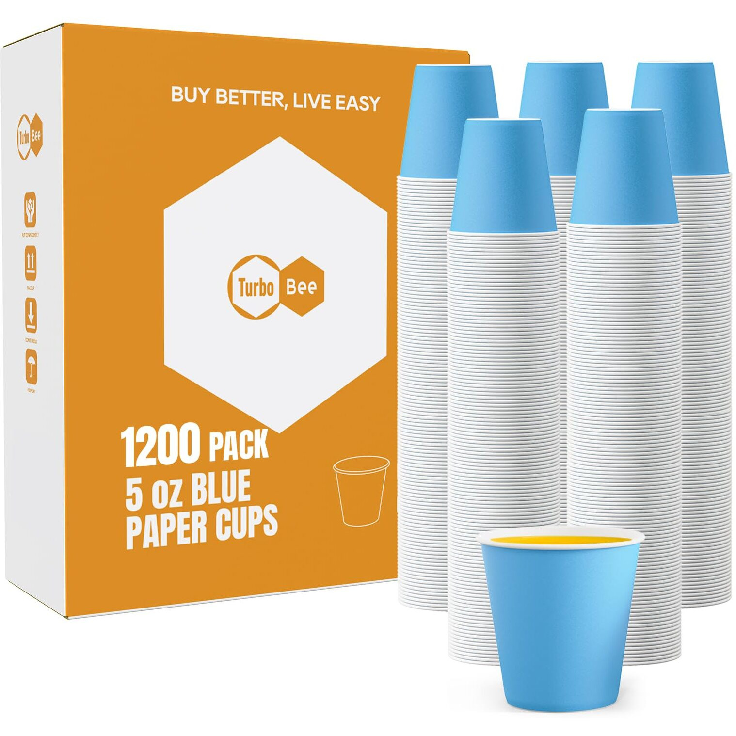 Turbo Bee 1200 Pack 5Oz Disposable Paper Cups Bulk - Cold Beverage Water Cups For Parties, Offices, Events, Snacks And Mouthwash Use