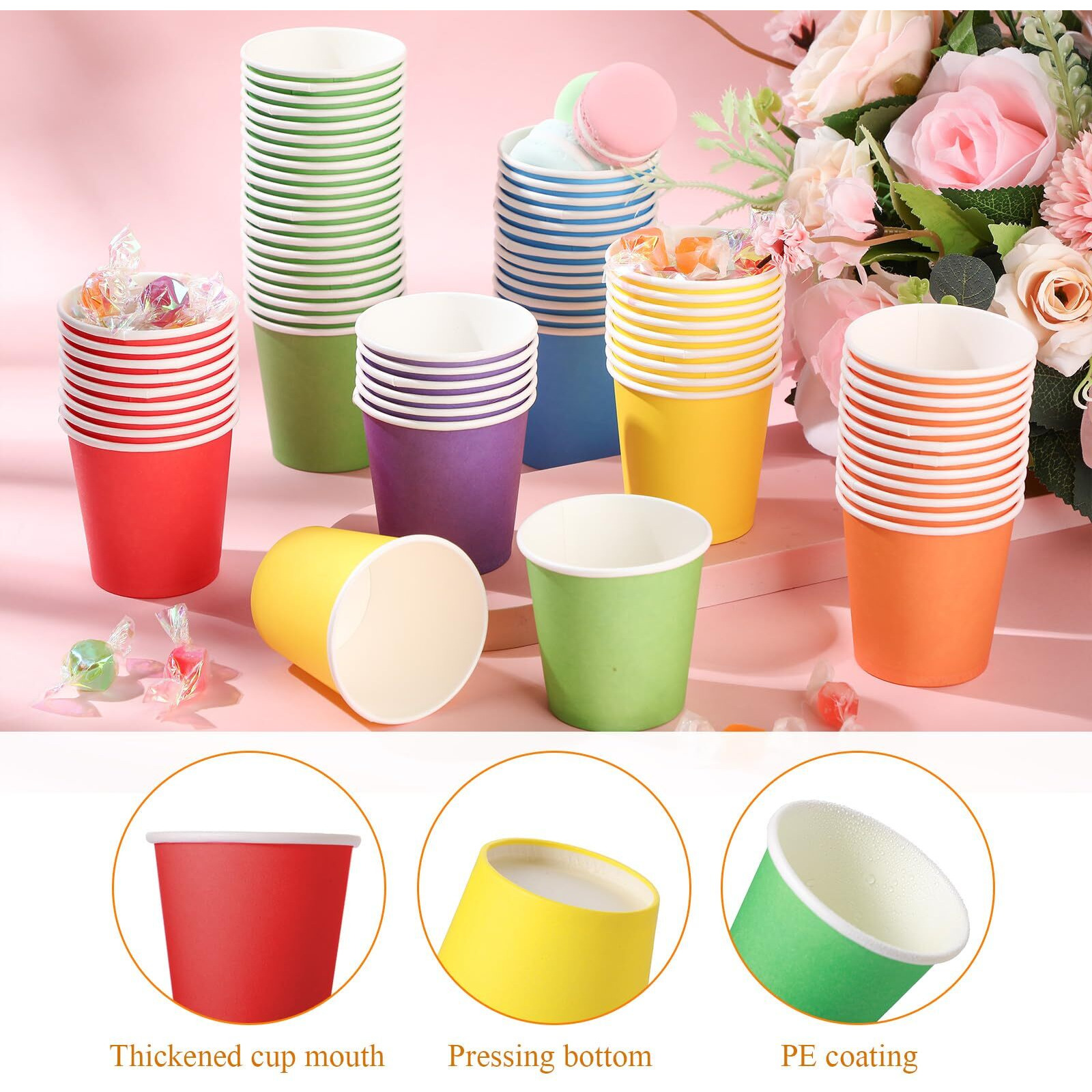 Sawysine 300 Count 5Oz Disposable Paper Cups For Bathroom, Mouthwash, Espresso, Small Snacks, And Party Drinking Cup For Hot Cold Water, Coffee, Juice(Summer Classic Style)
