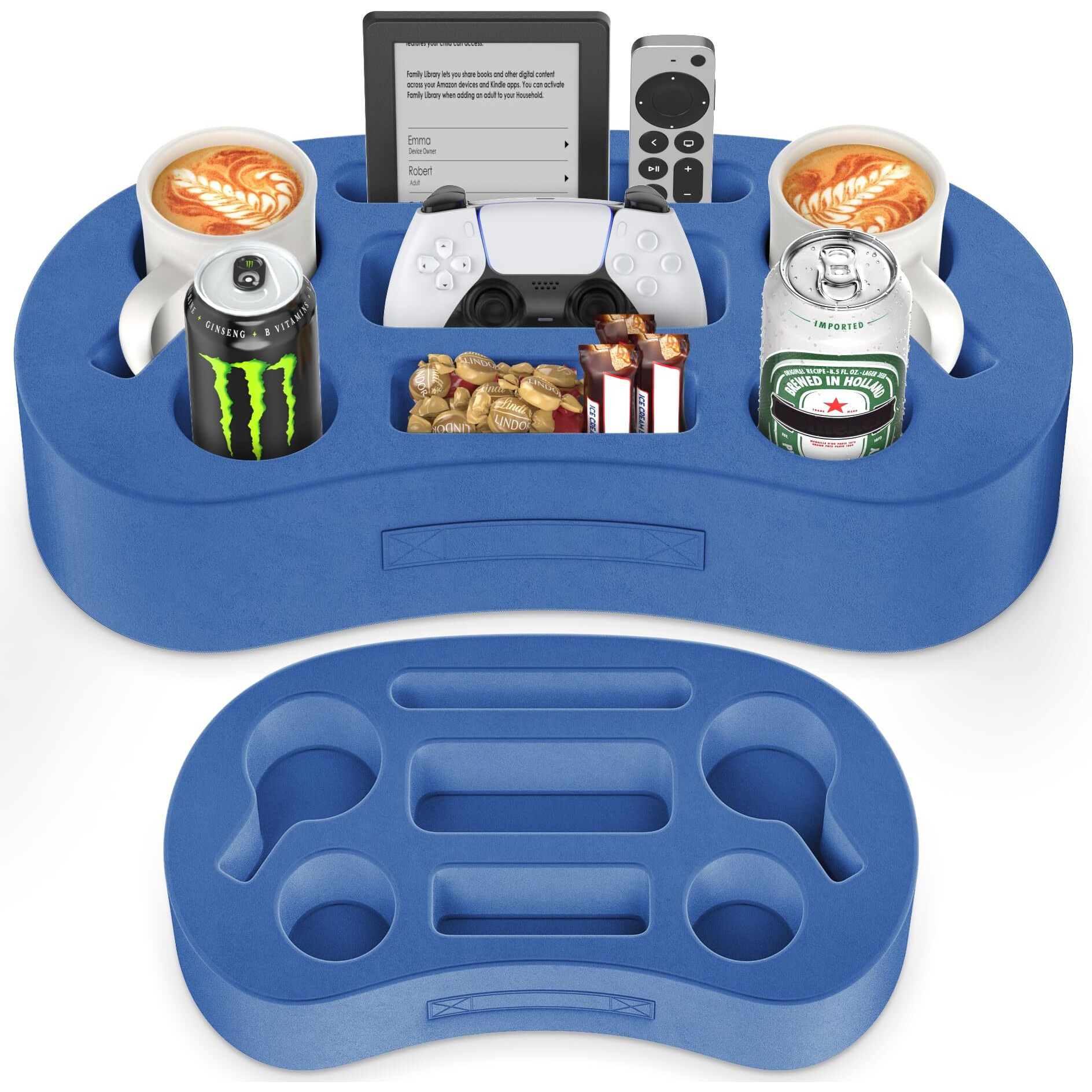 Couch Cup Holder Pillow Tray With 7 Slots, Couch Caddy & Buddy As Gaming Pillow, Couch Drink Or Snack Holder, Couch Organizer For Cup, Drink, Game Controller, Remote, Phone