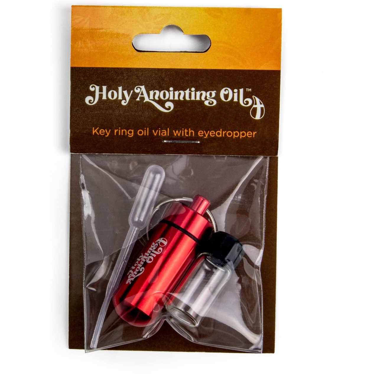 Anointing Oil Bottle Accessory Kit, Red Keychain Container, Plastic Eyedropper & Small Empty Glass Vial, Screw Top Metal Holder, Protective Travel Set For Holy Oils, Botellas Para Aceite Ungido
