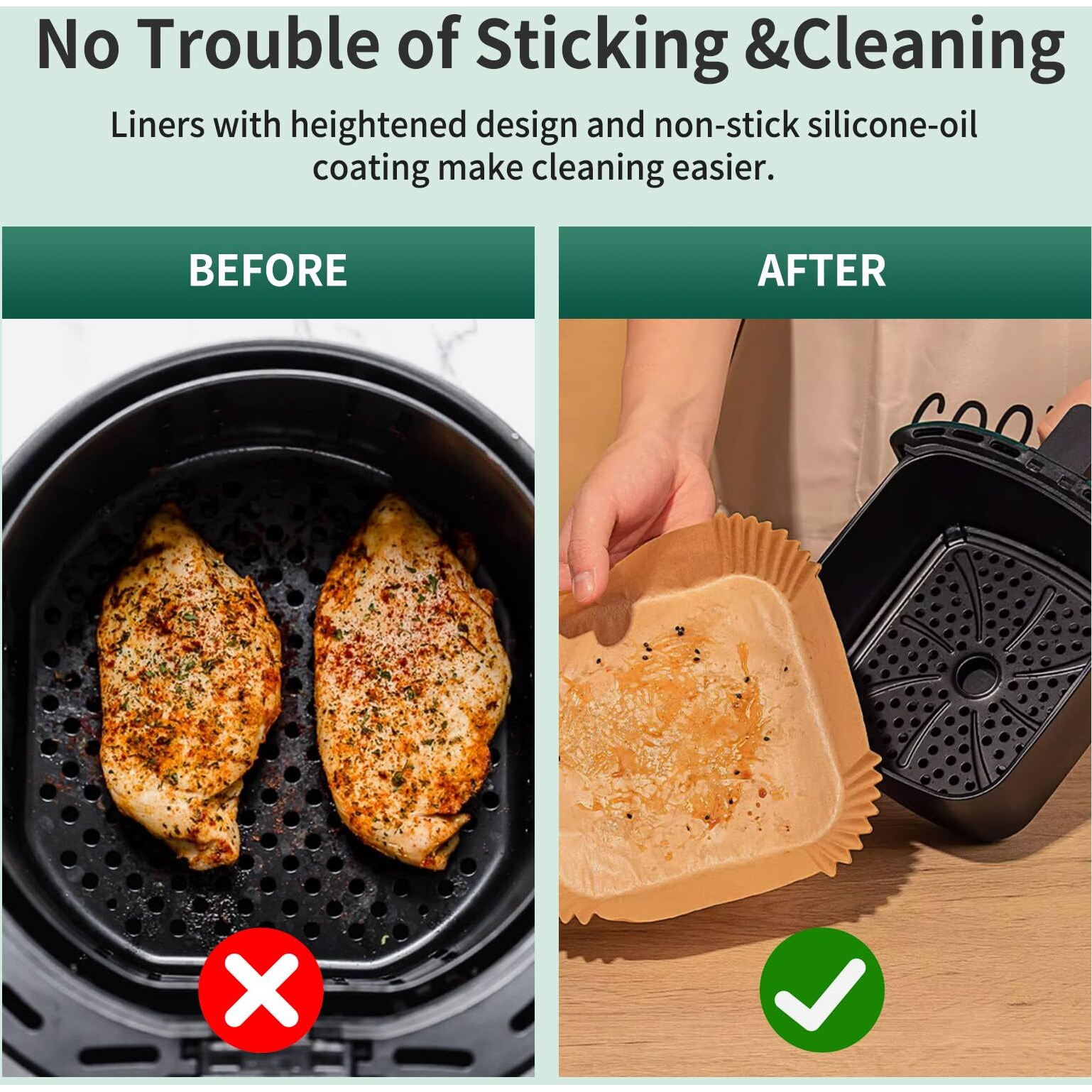 Air Fryer Liners Disposable Paper, 150 Pcs Non-Stick Parchment Paper, Air Fryer Disposable Liners For 5-8Qt Air Fryer, Oil-Proof 8 Inch Airfryer Paper For Frying, Baking, Roasting Microwave (Square)