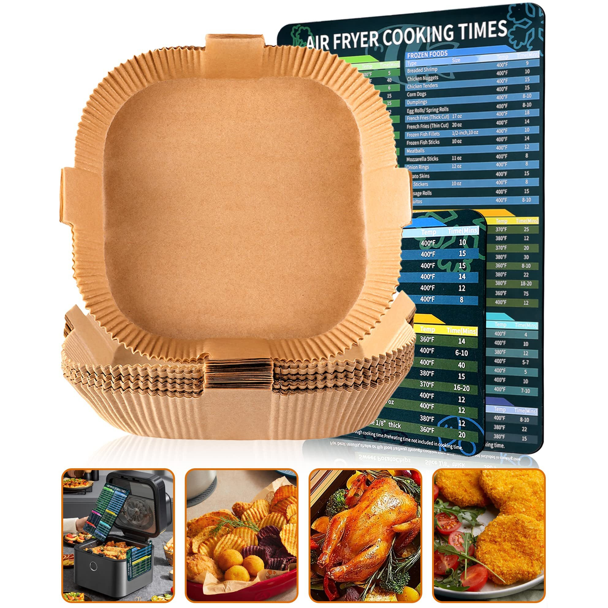 Air Fryer Disposable Paper Liner - 60Pcs 6.3Inch Square Non-Stick Parchment Paper Liners, Oil-Proof, Water-Proof Cooking Baking Roasting Filter Paper For Air Fryers Basket, Microwave Oven, Frying Pan