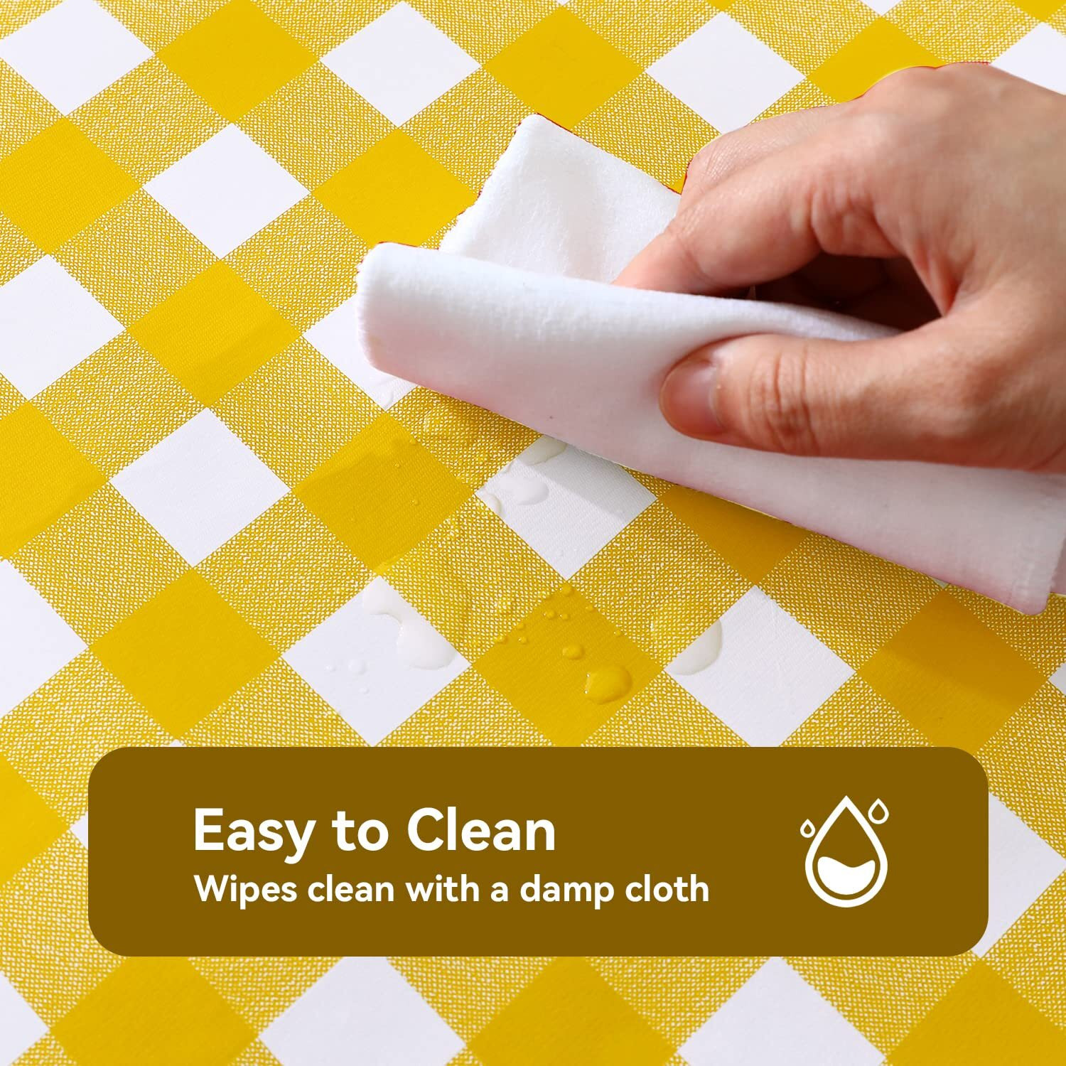 Romanstile Square Vinyl Pvc Tablecloth, 100% Waterproof Buffalo Plaid Plastic Table Cloth, Oil Proof Heavy Duty Wipeable Table Covers For Dining/Camping/Picnic/Outdoor - 54 X 54, Yellow And White