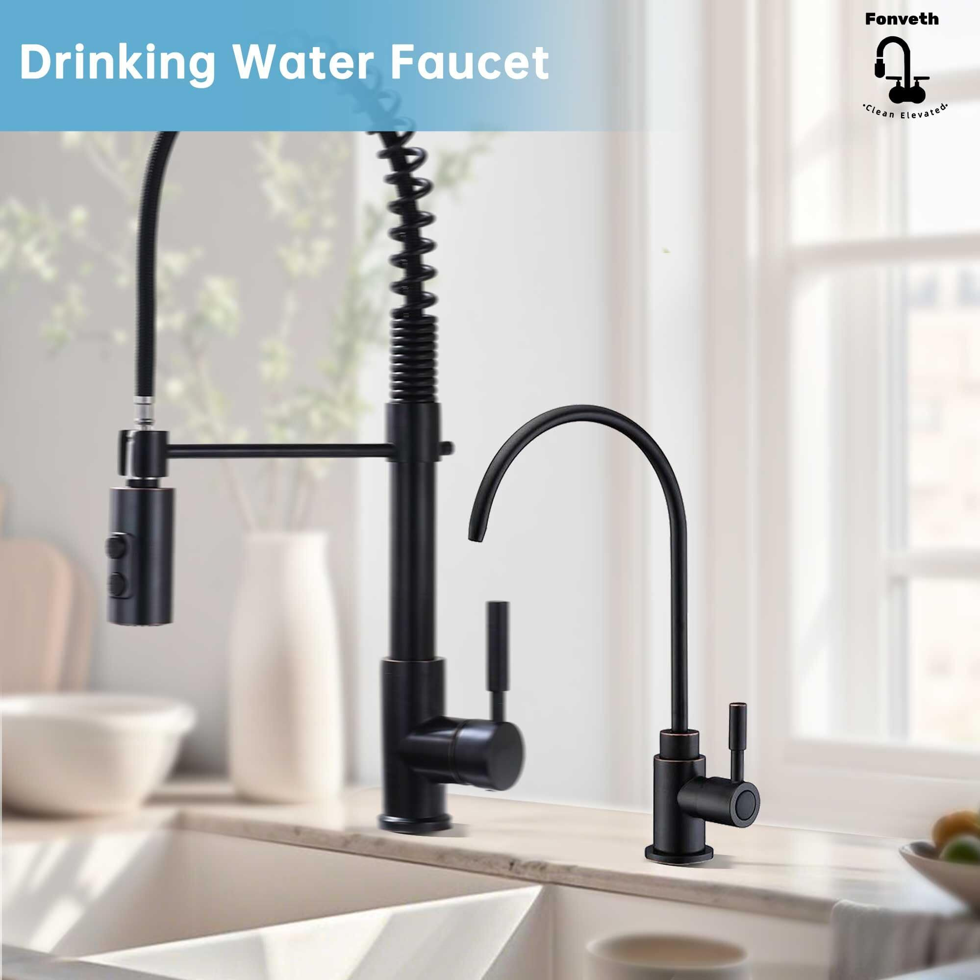 Fonveth Drinking Faucet, Oil Rubbed Bronze Single Handle Ro Kitchen Water Filter Faucet Solid Brass Kitchen Bar Sink Faucet