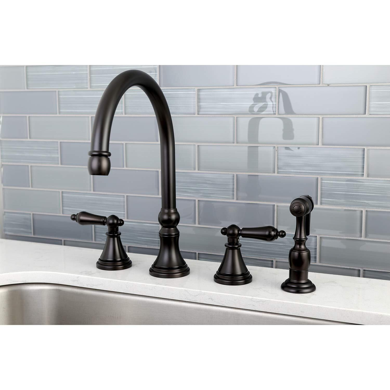 Kingston Brass Ks2795Albs Governor Widespread Kitchen Faucet, 8-1/4"" Spout Reach, Oil-Rubbed Bronze