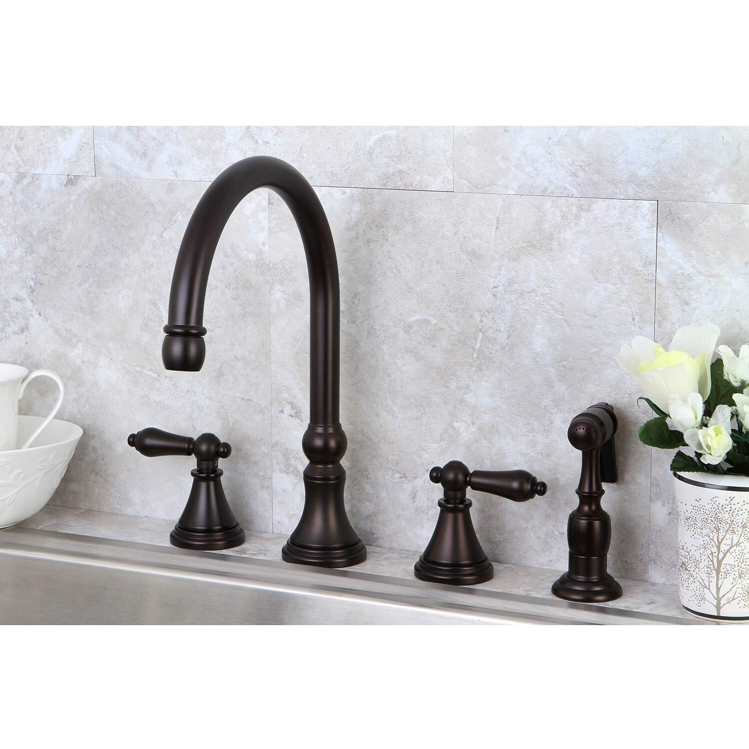 Kingston Brass Ks2795Albs Governor Widespread Kitchen Faucet, 8-1/4"" Spout Reach, Oil-Rubbed Bronze