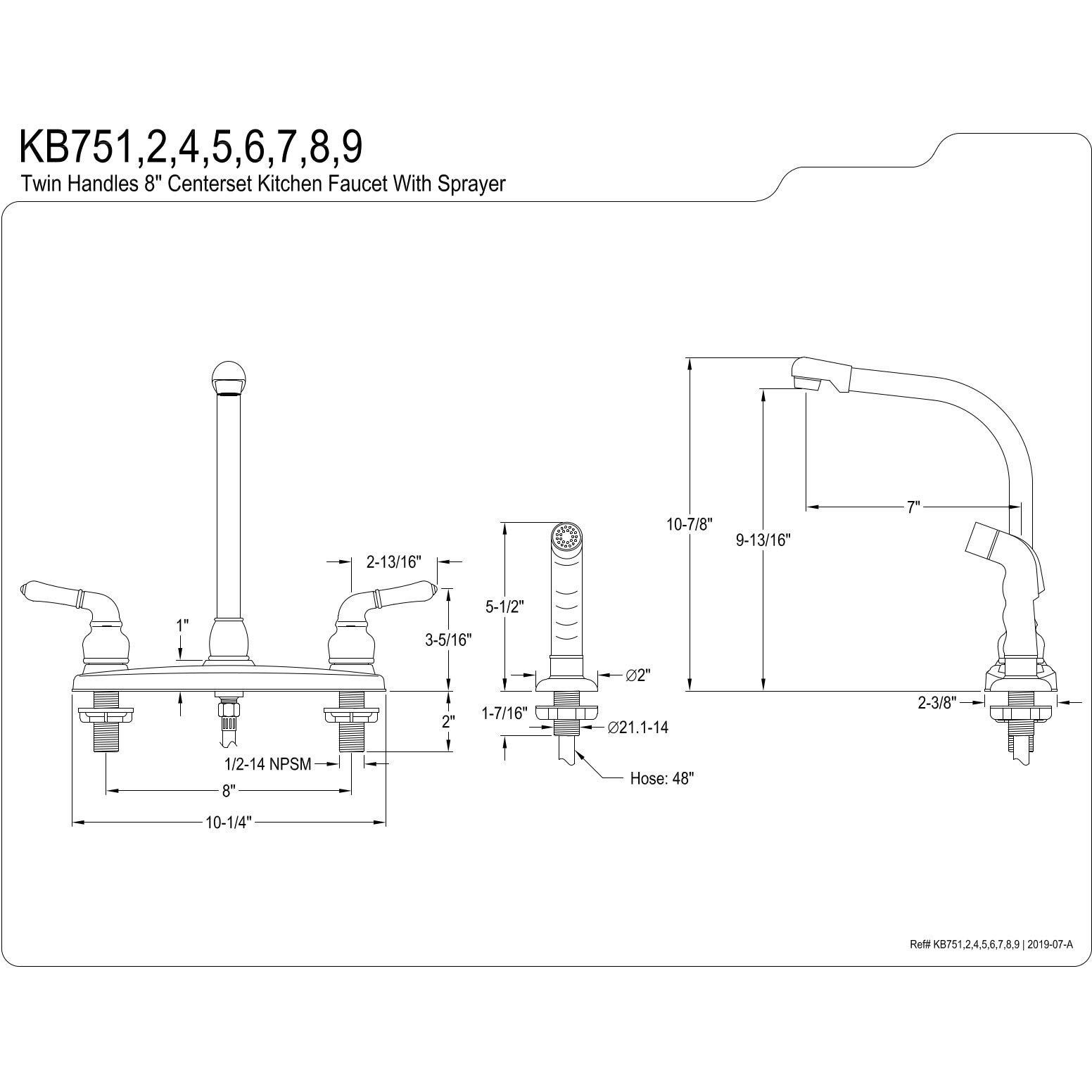 Kingston Brass Kb755 Magellan 8"" Centerset Kitchen Faucet, Oil Rubbed Bronze