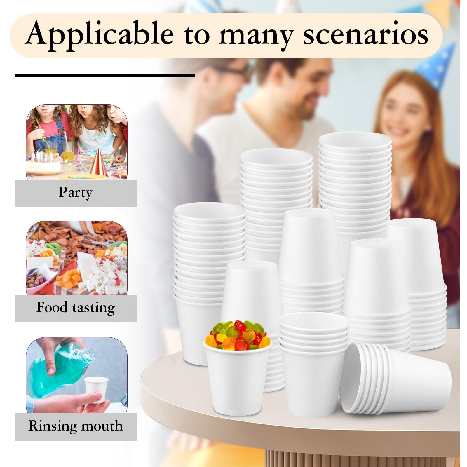 Giwrmu 100 Pack 3 Oz Paper Cups, Disposable Bathroom Cups, Mouthwash Paper Cups, 3 Oz Small Cups For Mouthwash, Snack Cups, Espresso(Wihte)