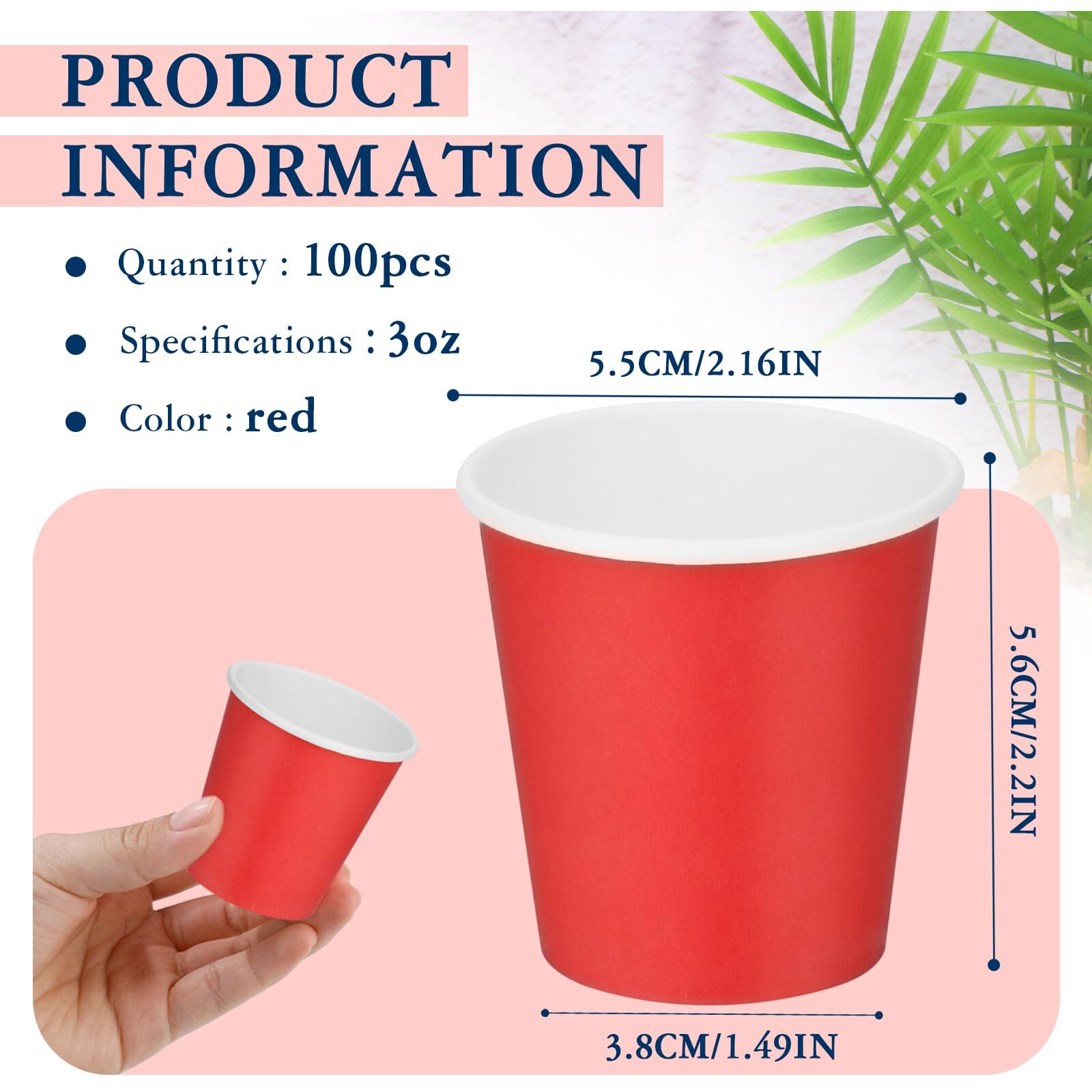 Giwrmu 100 Pack 3 Oz Paper Cups, Disposable Bathroom Cups, Mouthwash Paper Cups, 3 Oz Small Cups For Mouthwash, Snack Cups, Espresso(Red)
