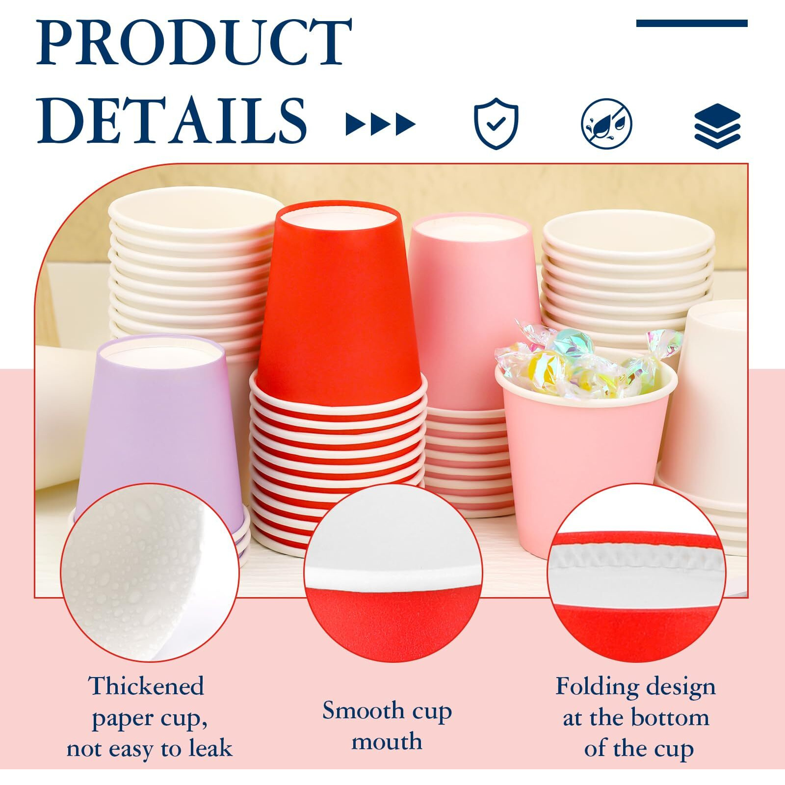 Giwrmu 100 Pack 3 Oz Paper Cups, Disposable Bathroom Cups, Mouthwash Paper Cups, 3 Oz Small Cups For Mouthwash, Snack Cups, Espresso(Red)