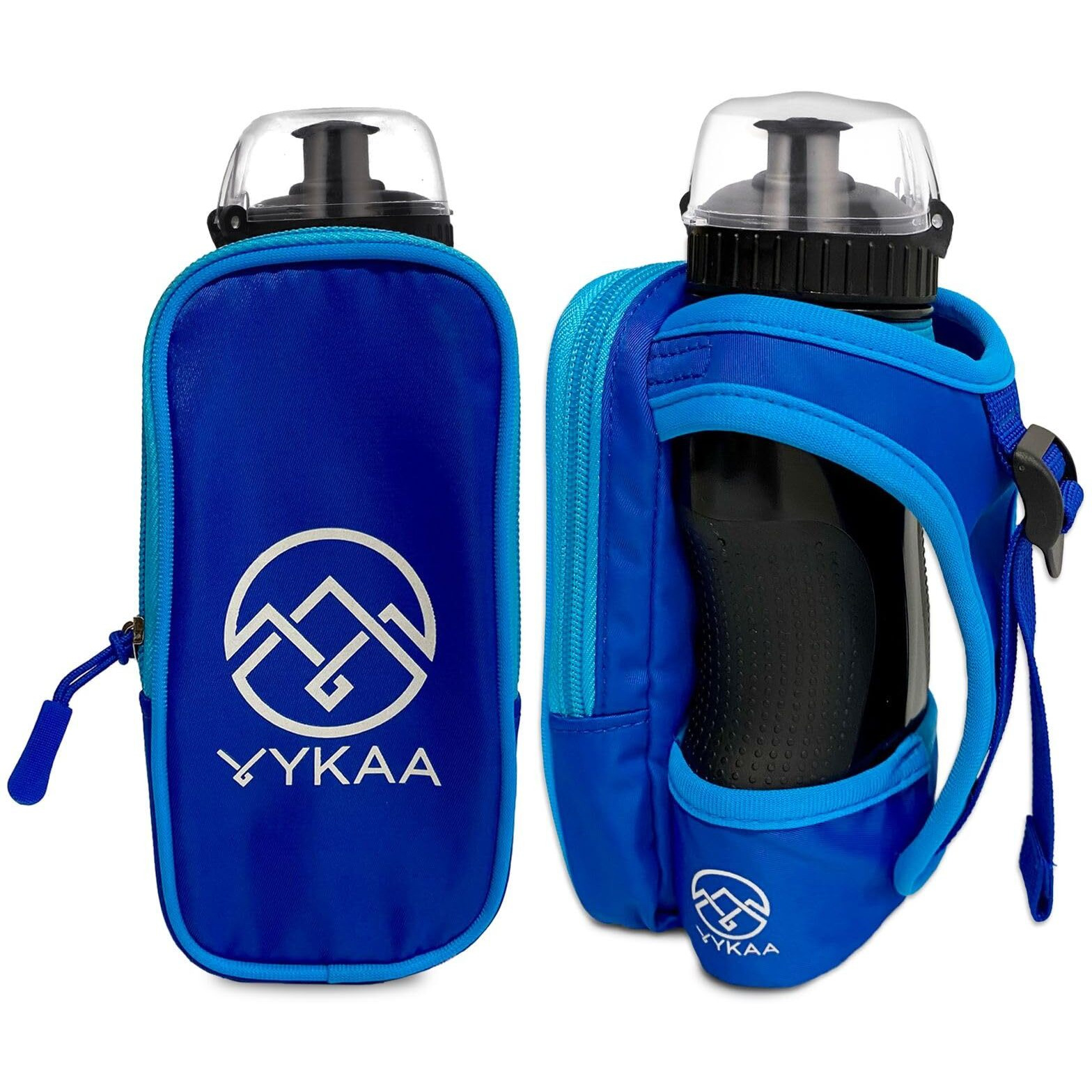 Vykaa Handheld Running Water Bottle (17Oz) | Water Bottle Phone Holder | Secure Seal & Non-Slip Rubber Grip | Phone Holder For Running | Hydration Bottle | Runners Water Bottle Hand (Blue)