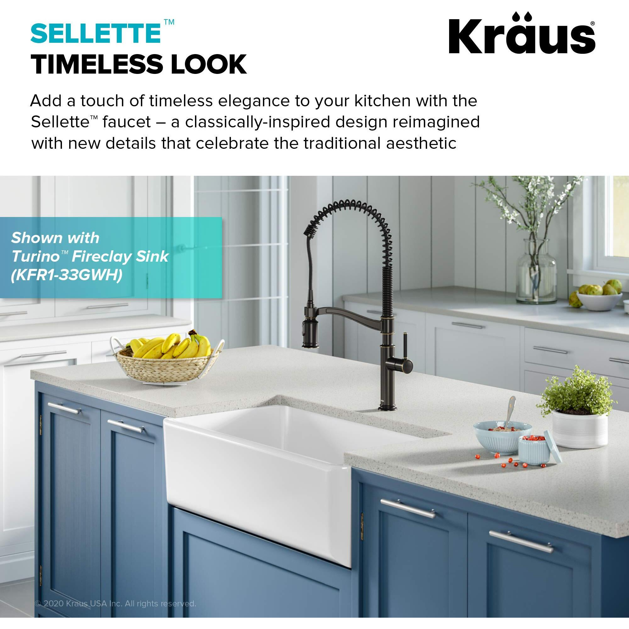 Kraus Sellette Commercial Style Pull-Down Kitchen Faucet And Deck Plate In Oil Rubbed Bronze, Kpf-1683Orb