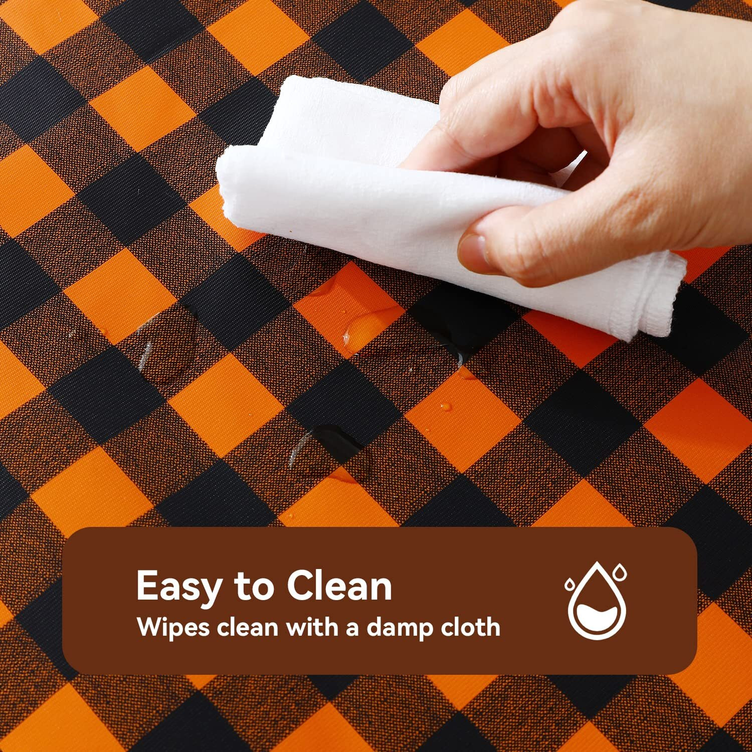 Romanstile Rectangle Vinyl Pvc Tablecloth, 100% Waterproof Buffalo Plaid Plastic Table Cloth, Oil Proof Heavy Duty Wipeable Table Covers For Dining/Camping/Picnic/Outdoor - 54 X 78, Black And Orange