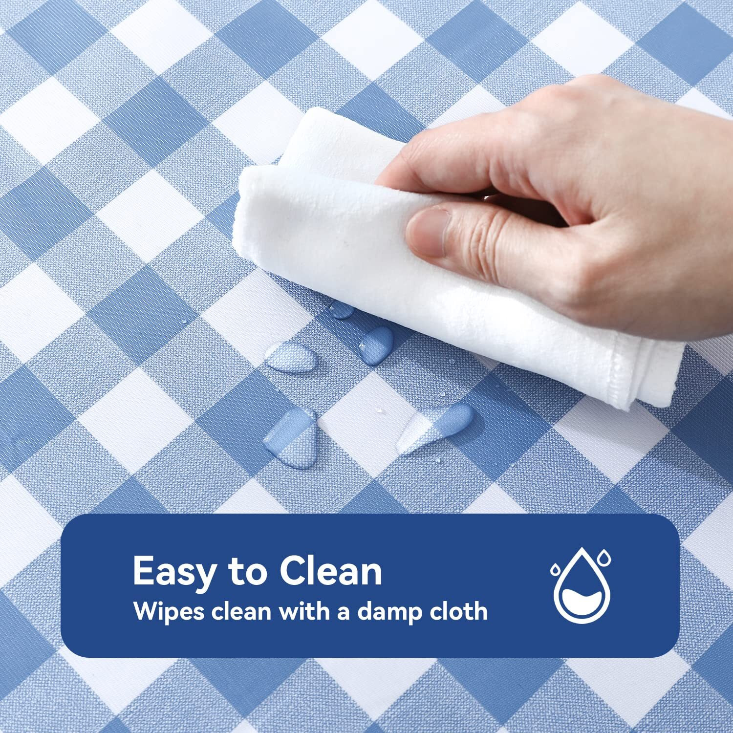 Romanstile Square Vinyl Pvc Tablecloth, 100% Waterproof Buffalo Plaid Plastic Table Cloth, Oil Proof Heavy Duty Wipeable Table Covers For Dining/Camping/Picnic/Outdoor - 60 X 60, Light Blue