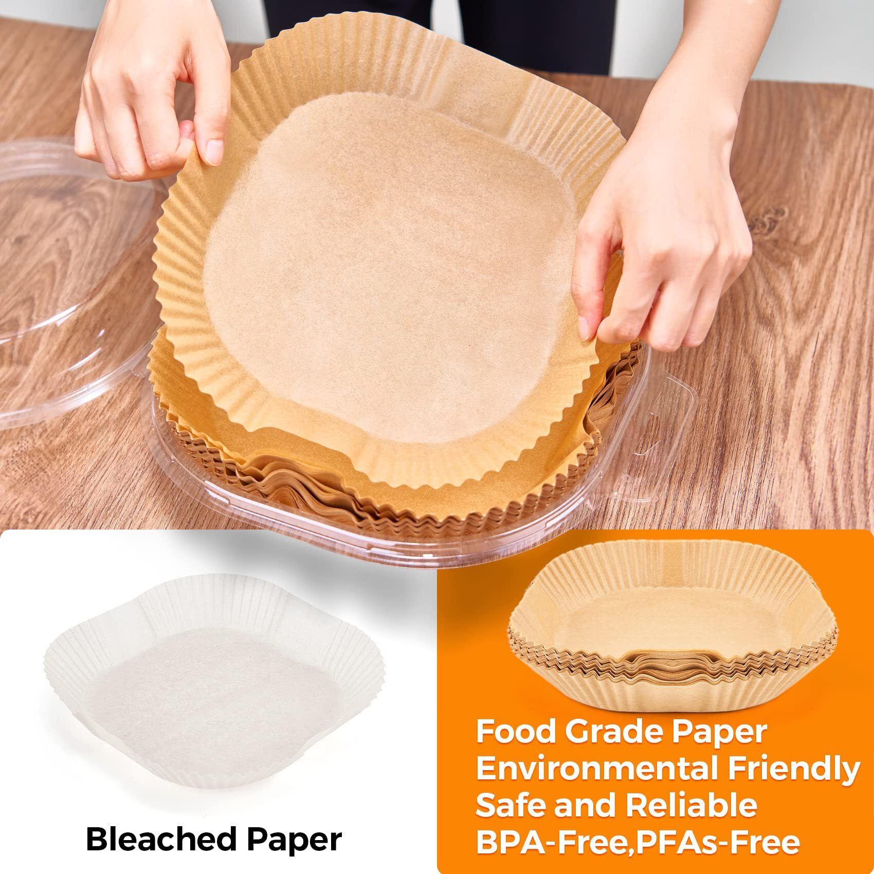 Air Fryer Paper Liners, 200Pcs Air Fryer Liners Disposable, 6.3"" Square Baking Liner For 2-4 Qt Airfryer Basket, Non-Stick And Oil Proof Parchment Paper For Oven, Pans & Baking