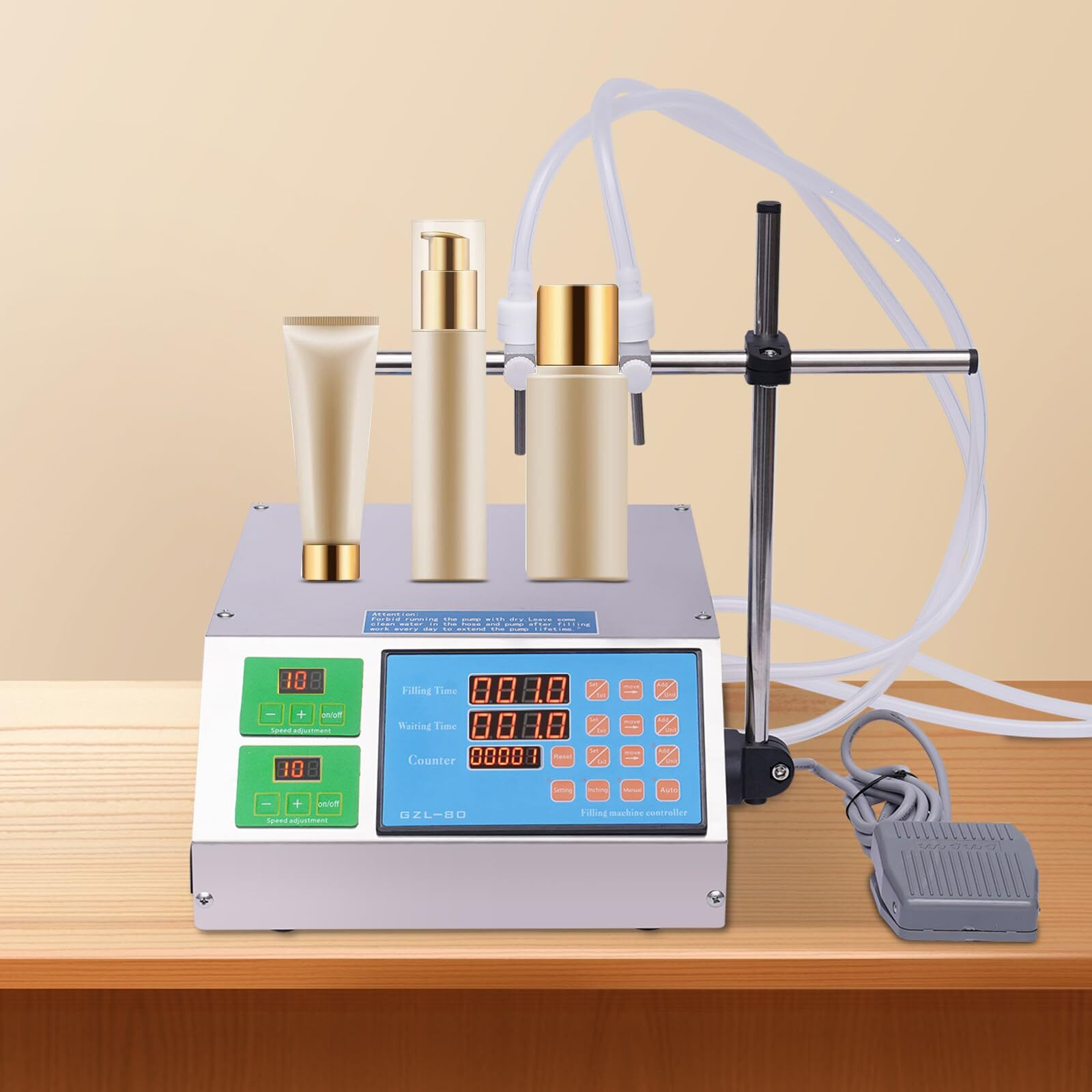 Liquid Filling Machine With Led Liquid 2-Channel Filling Machine 1-135Fl Oz Stainless Steel Digital Liquid Filler Cosmetic Oil Filling Machine Juice Diaphragm Pump For Milk Water Juice Essential Wine