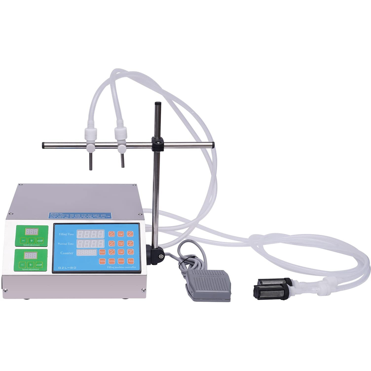 Liquid Filling Machine With Led Liquid 2-Channel Filling Machine 1-135Fl Oz Stainless Steel Digital Liquid Filler Cosmetic Oil Filling Machine Juice Diaphragm Pump For Milk Water Juice Essential Wine